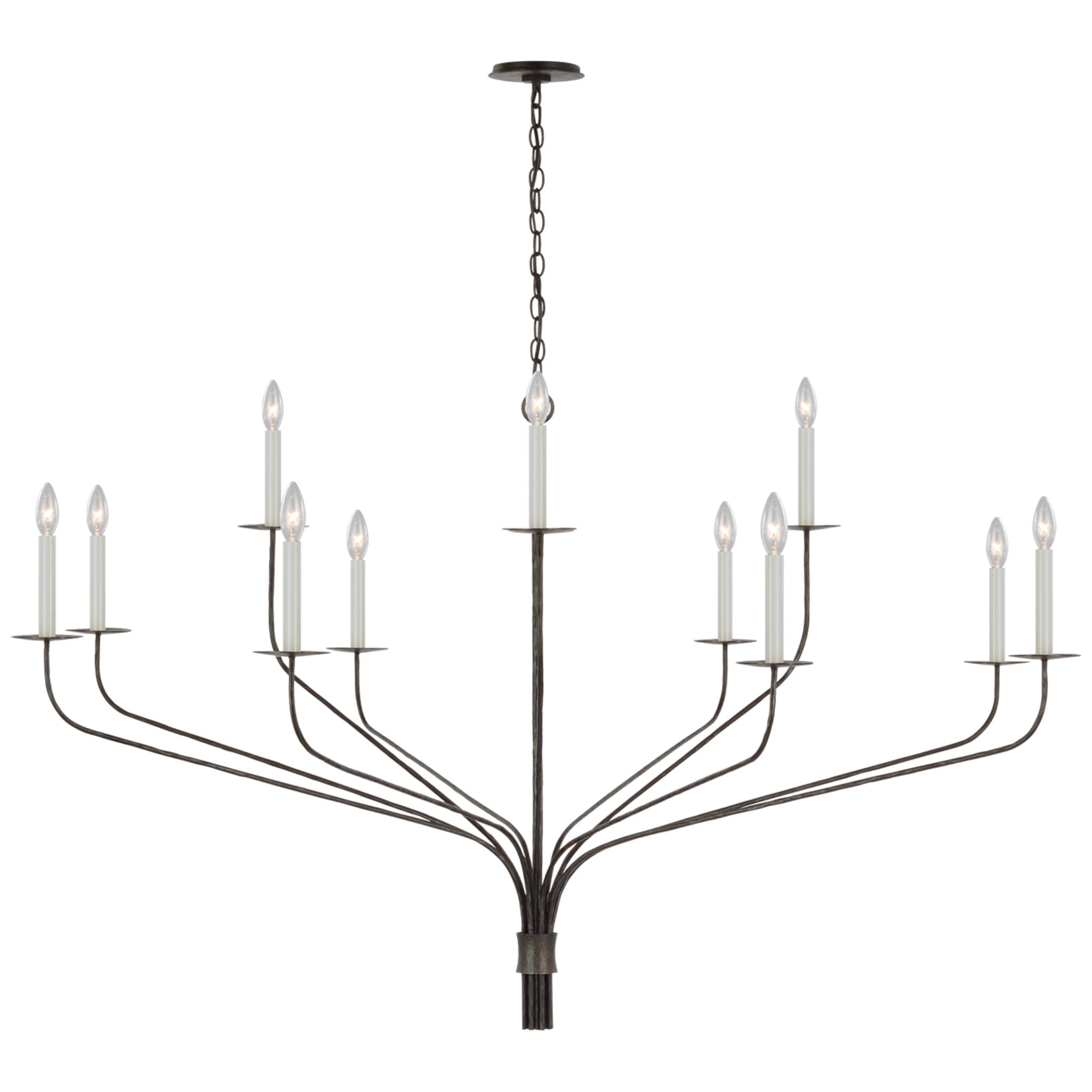 Ian K. Fowler Belfair Grande Two-Tier Chandelier in Aged Iron Ceiling Light W60" x H35.5"
