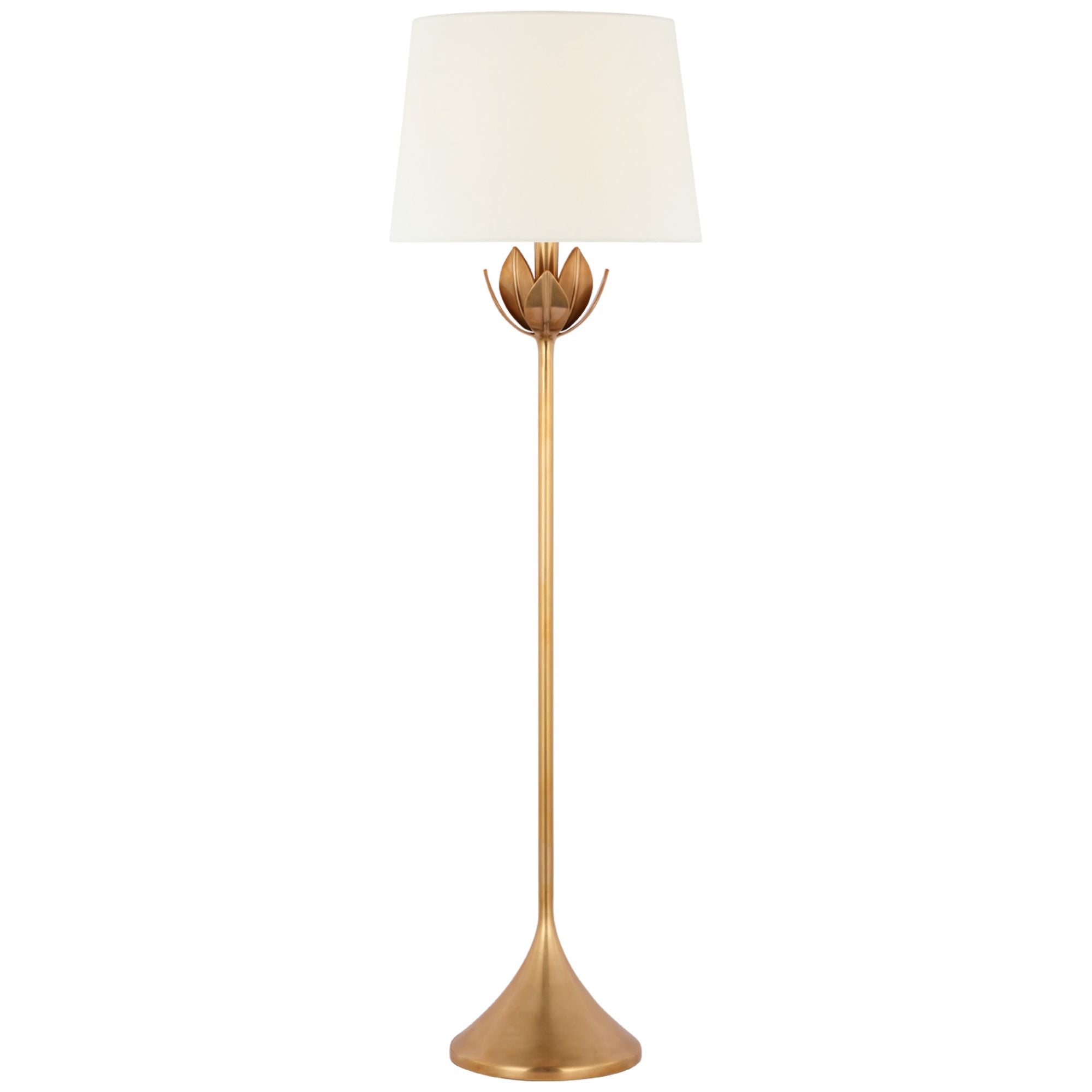 Julie Neill Alberto Large Floor Lamp in Antique-Burnished Brass with Linen Shade W18" x H60"