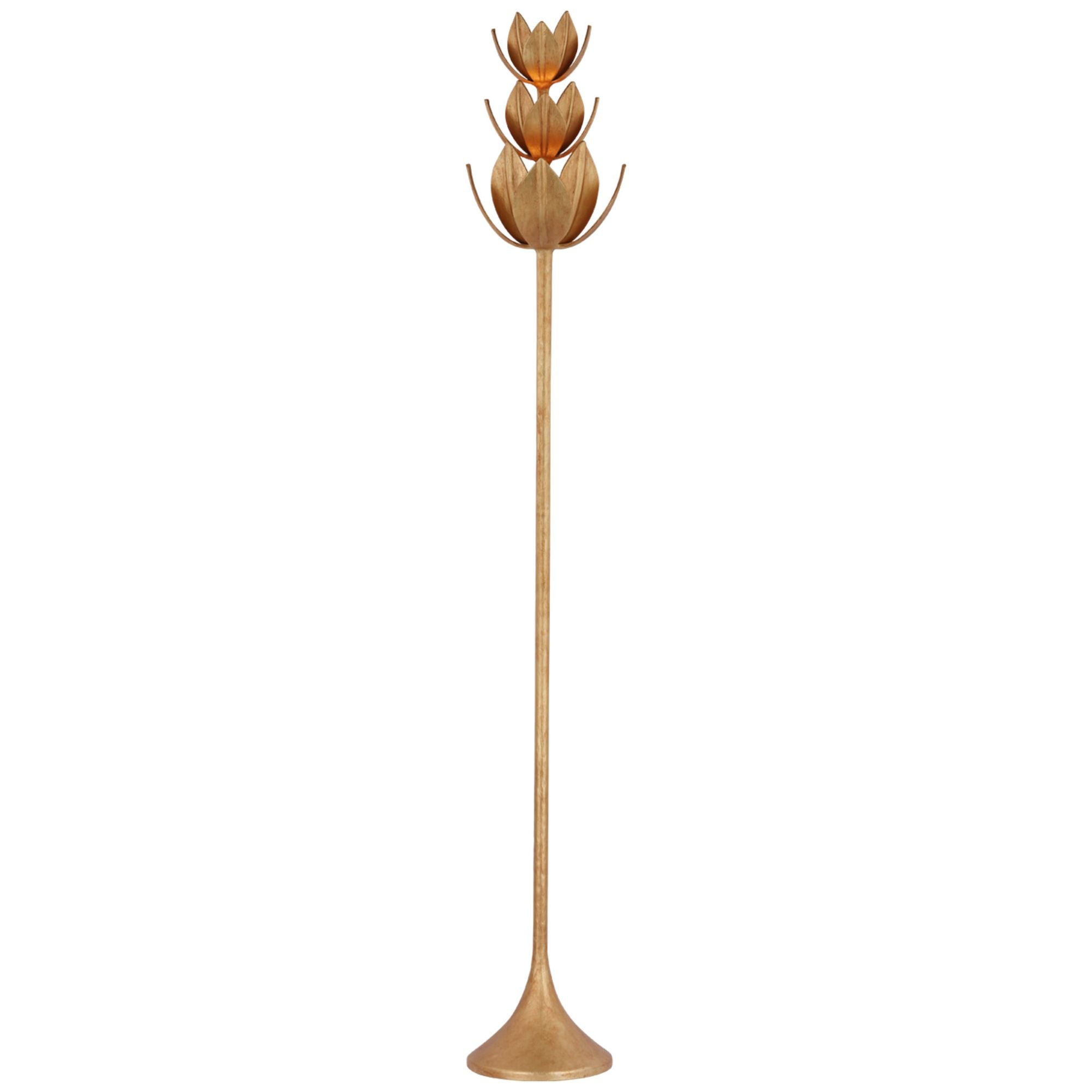 Julie Neill Alberto 70" Floor Torchiere in Antique Gold Leaf Floor Lamp W10.5" x H70"