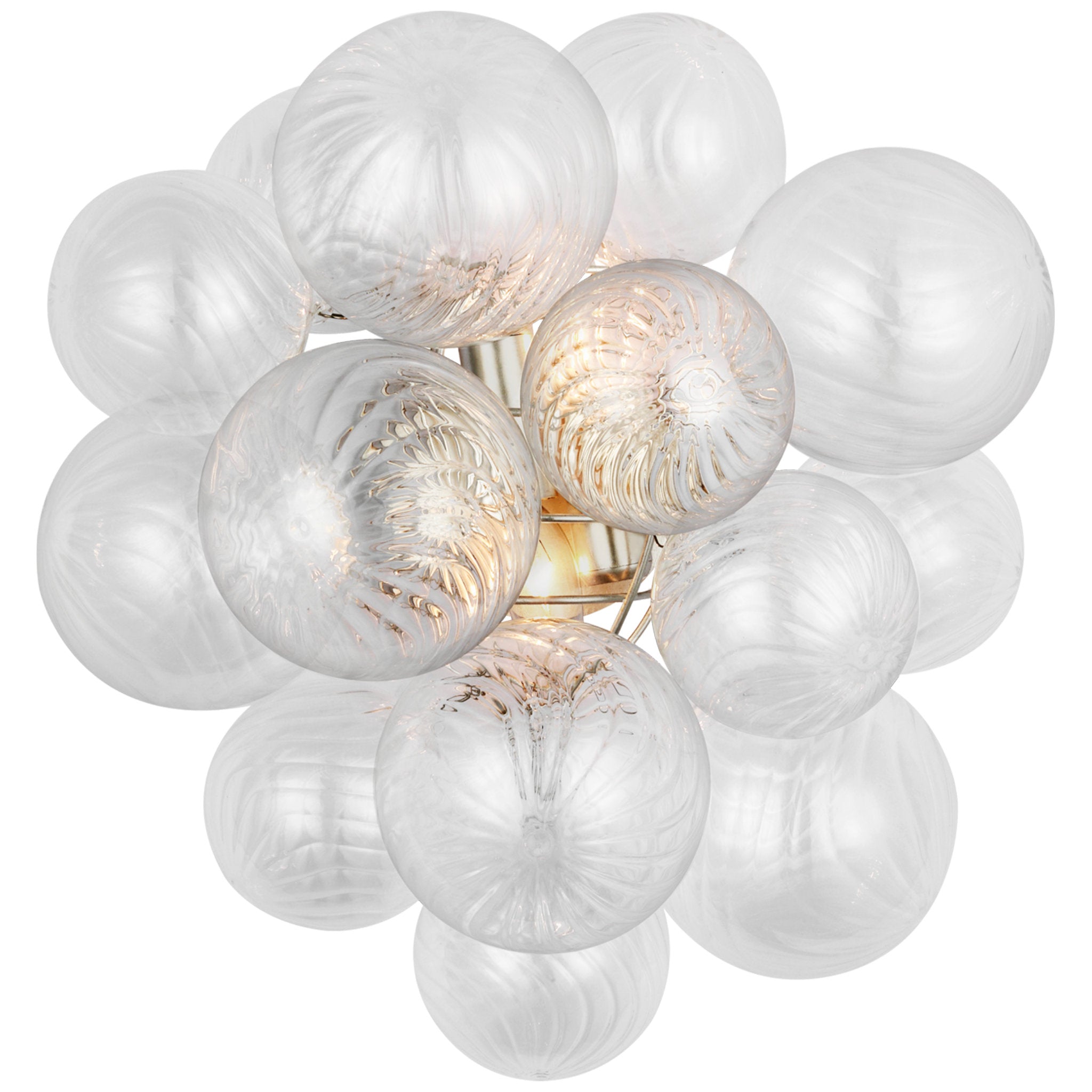 Julie Neill Talia Medium Sconce in Burnished Silver Leaf with Clear Swirled Glass Wall Light W14.75" x H17"
