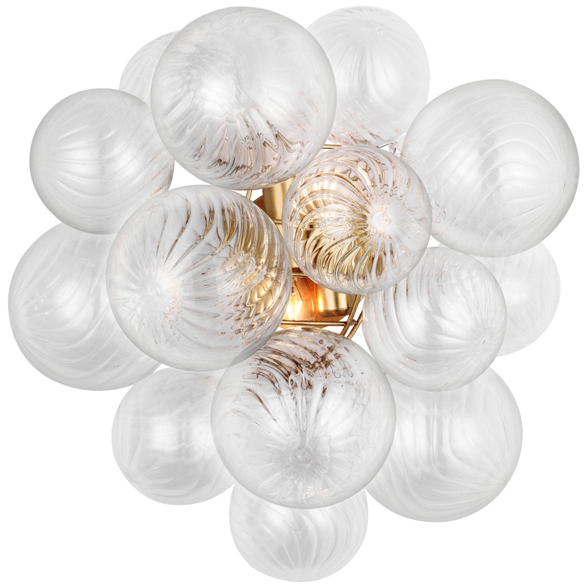 Julie Neill Talia Medium Sconce in Gild with Clear Swirled Glass Wall Light W14.75" x H17"