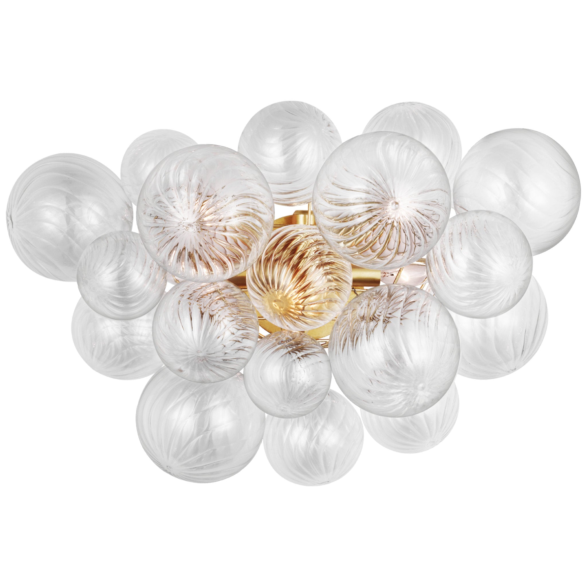 Julie Neill Talia Large Sconce in Gild with Clear Swirled Glass Wall Light W26.75" x H17.75"