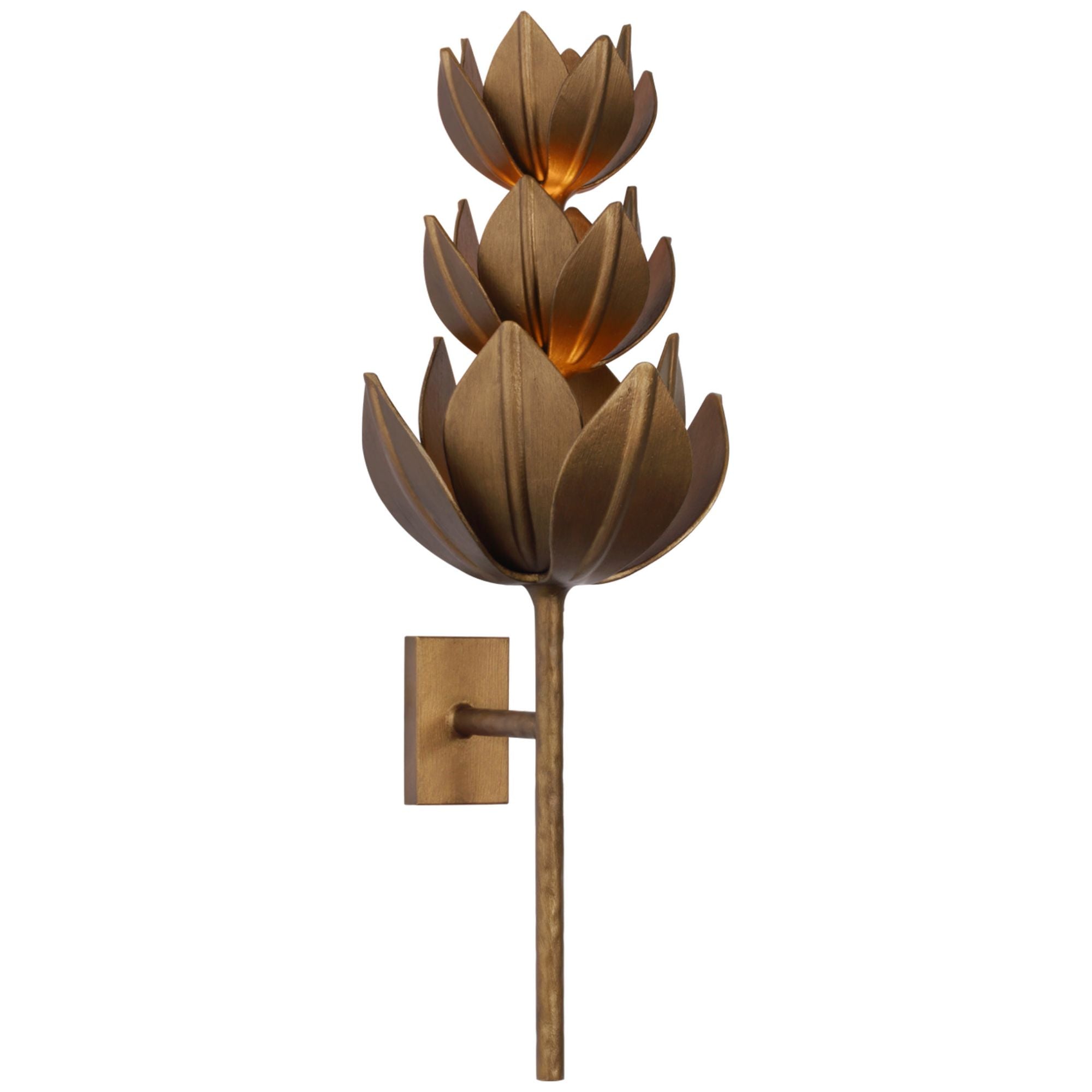 Julie Neill Alberto Extra Large Three Tier Sconce in Antique Bronze Leaf Wall Light W10.5" x H28.5"