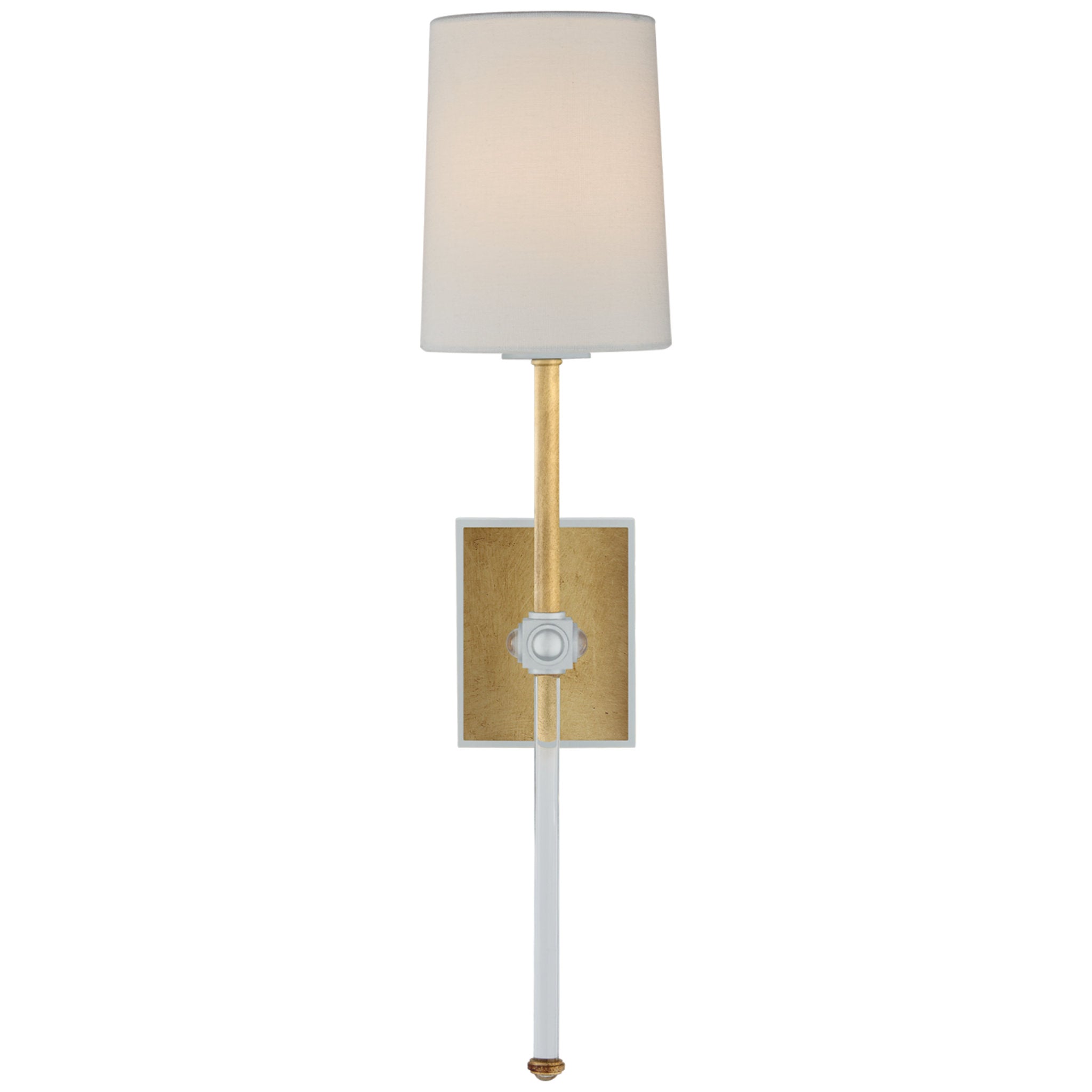 Julie Neill Lucia Medium Tail Sconce in Gild and Crystal with Linen Shade Wall Light W5.5" x H20.75"
