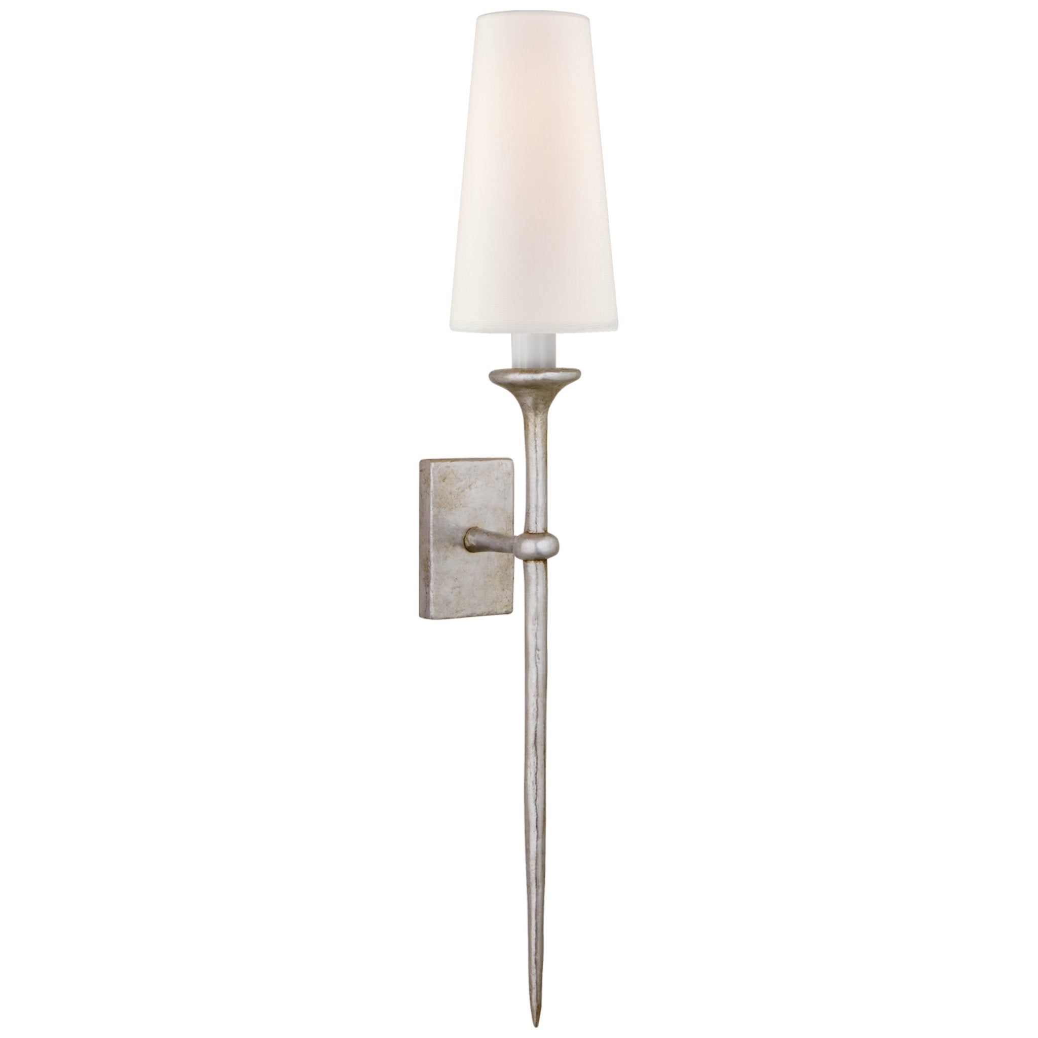 Julie Neill Iberia Single Sconce in Burnished Silver Leaf with Linen Shade Wall Light W4.5" x H26.5"