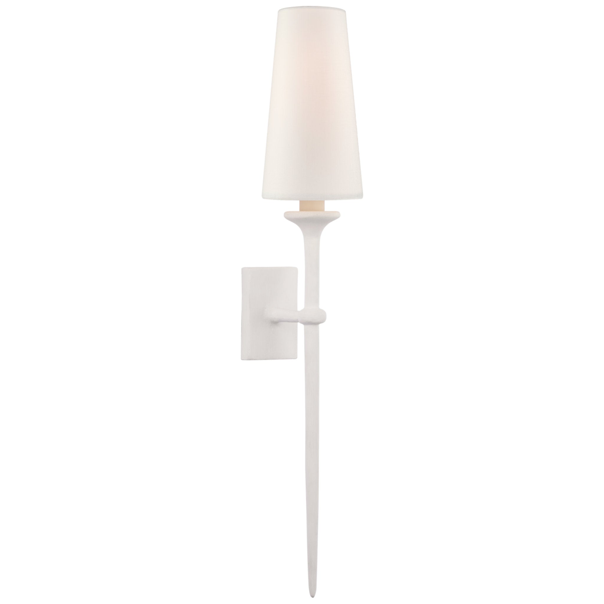 Julie Neill Iberia Single Sconce in Plaster White with Linen Shade Wall Light W4.5" x H26.5"