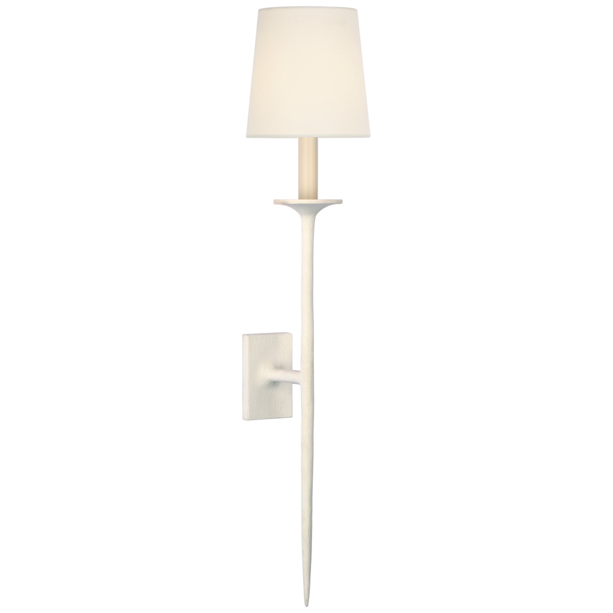 Julie Neill Catina Large Tail Sconce in Plaster White with Linen Shade Wall Light W6.25" x H30.5"