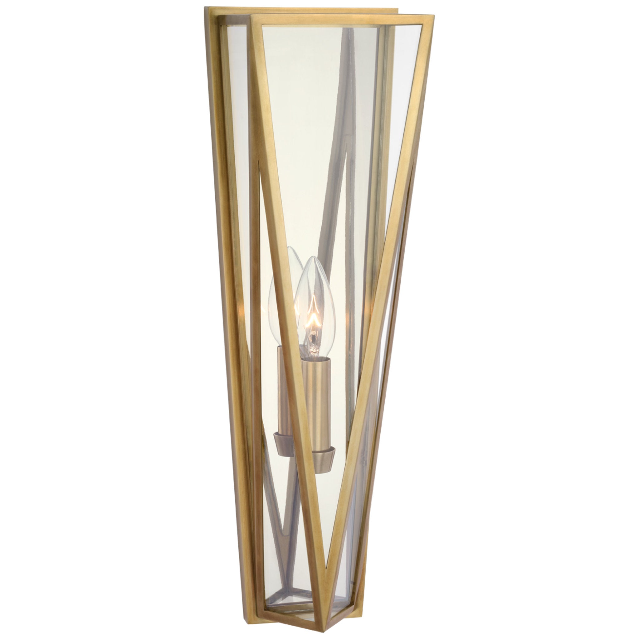 Julie Neill Lorino Medium Sconce in Hand-Rubbed Antique Brass with Clear Glass Wall Light W5.5" x H17.75"