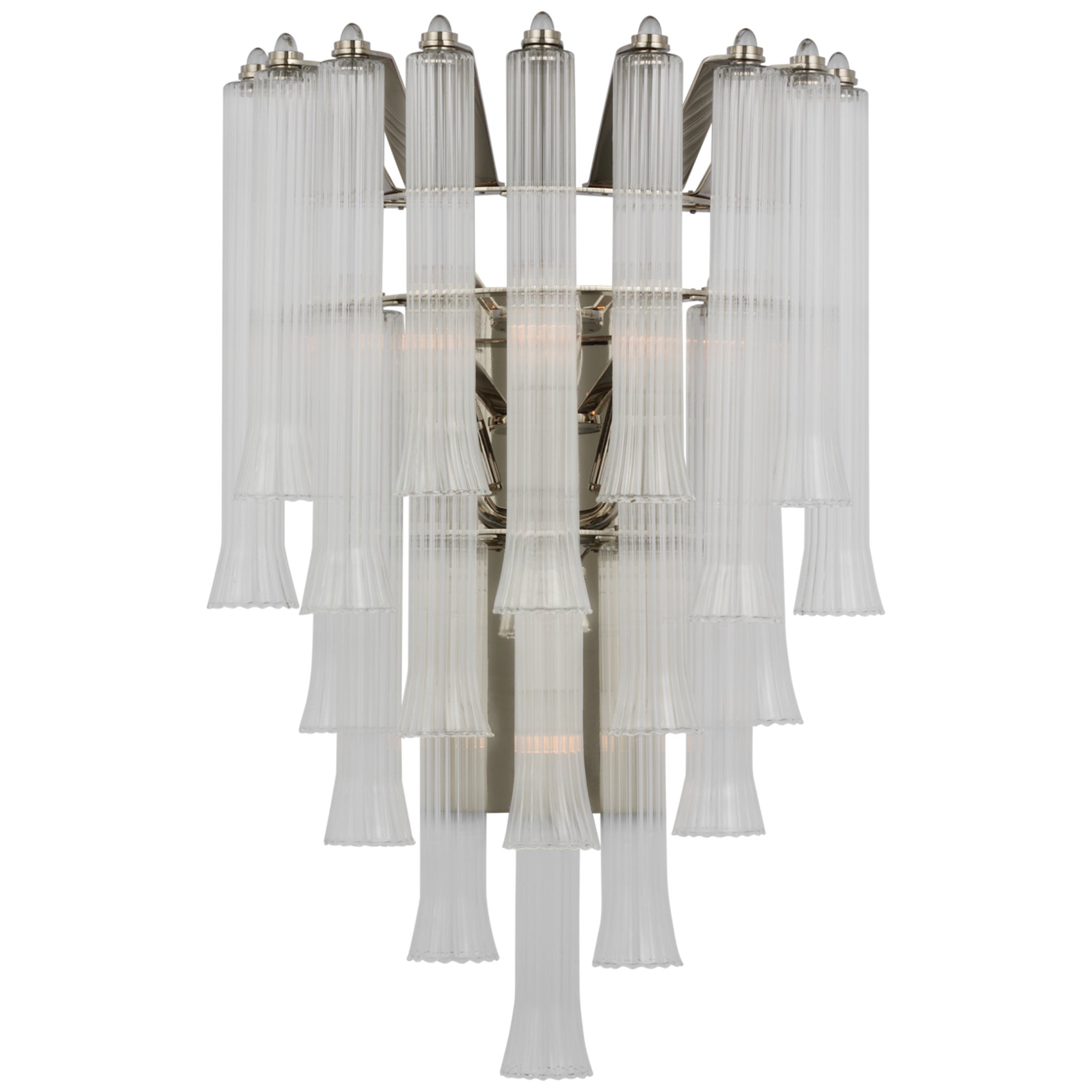 Julie Neill Lorelei Large Waterfall Sconce in Polished Nickel with Clear Glass Wall Light W14.75" x H22"