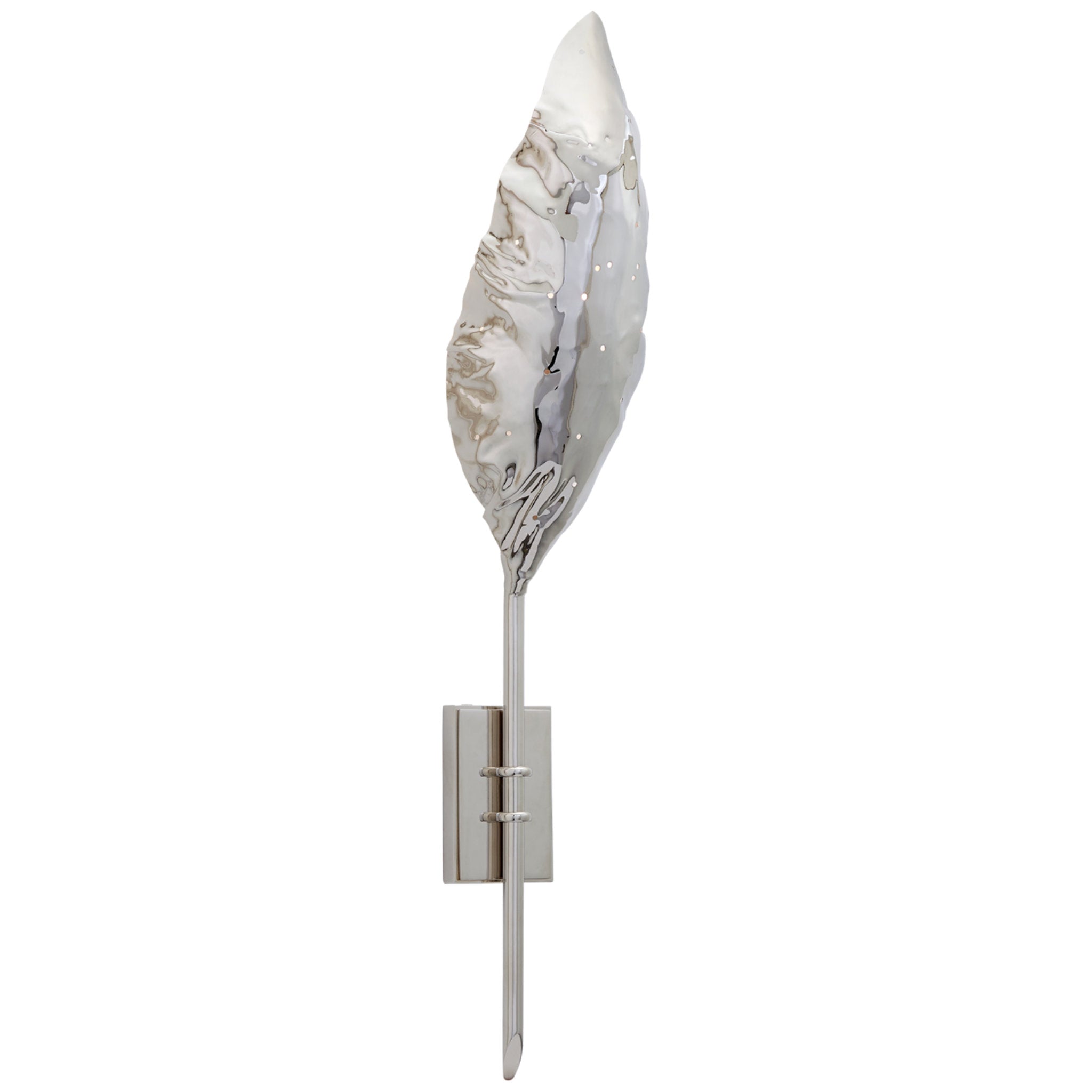 Julie Neill Dumaine Single Pierced Leaf Sconce in Polished Nickel Wall Light W5.25" x H24.75"