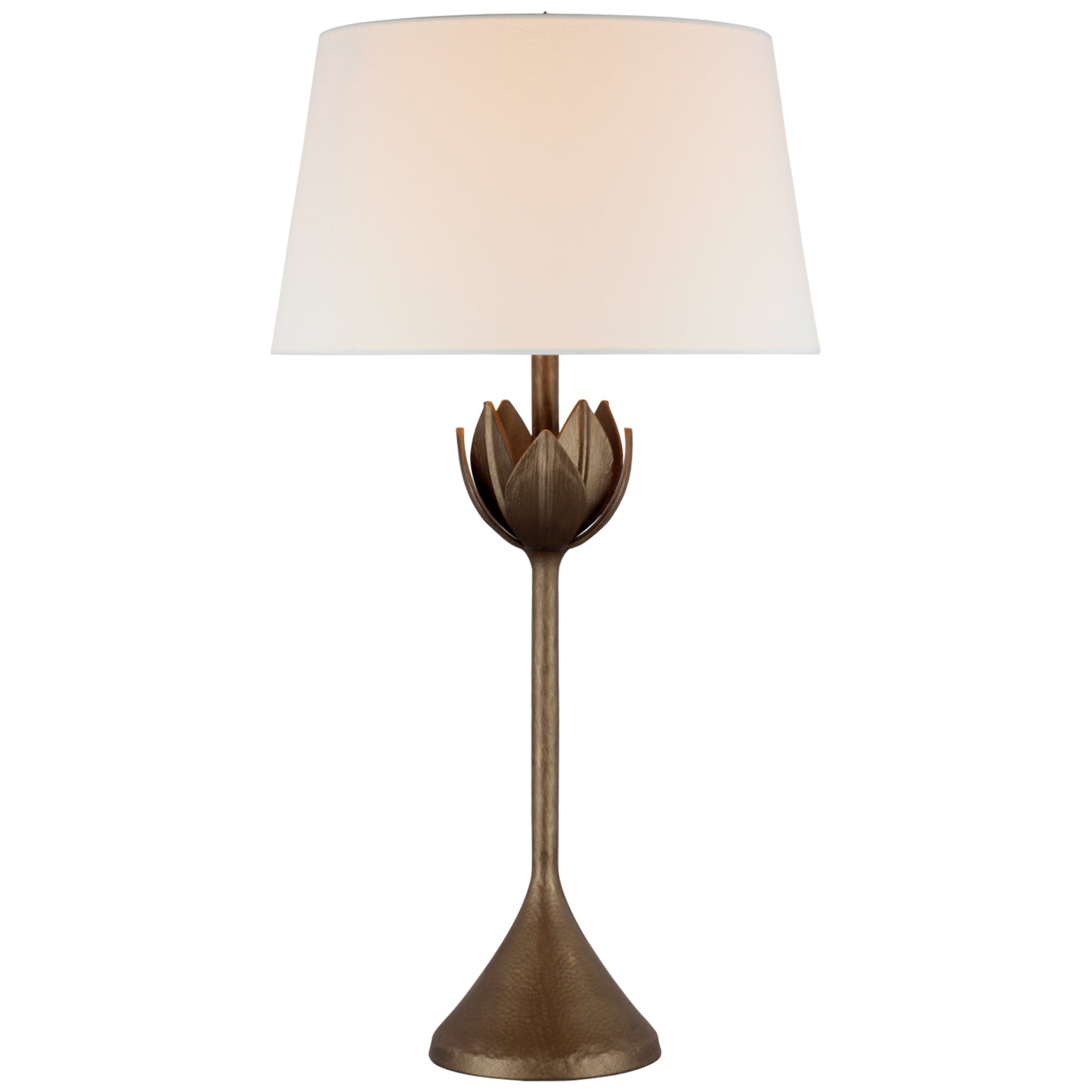 Julie Neill Alberto Large Table Lamp in Antique Bronze Leaf with Linen Shade W17" x H32.25"