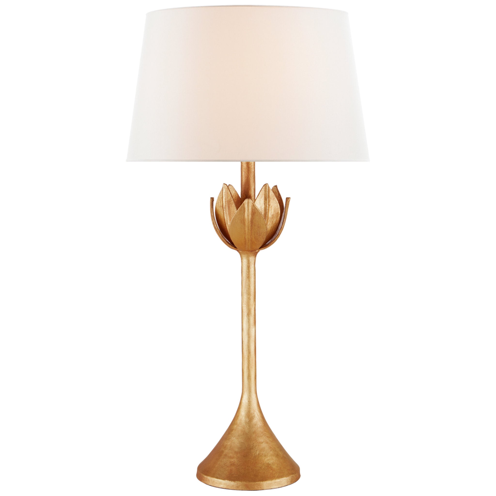 Julie Neill Alberto Large Table Lamp in Antique Gold Leaf with Linen Shade W17" x H32.25"