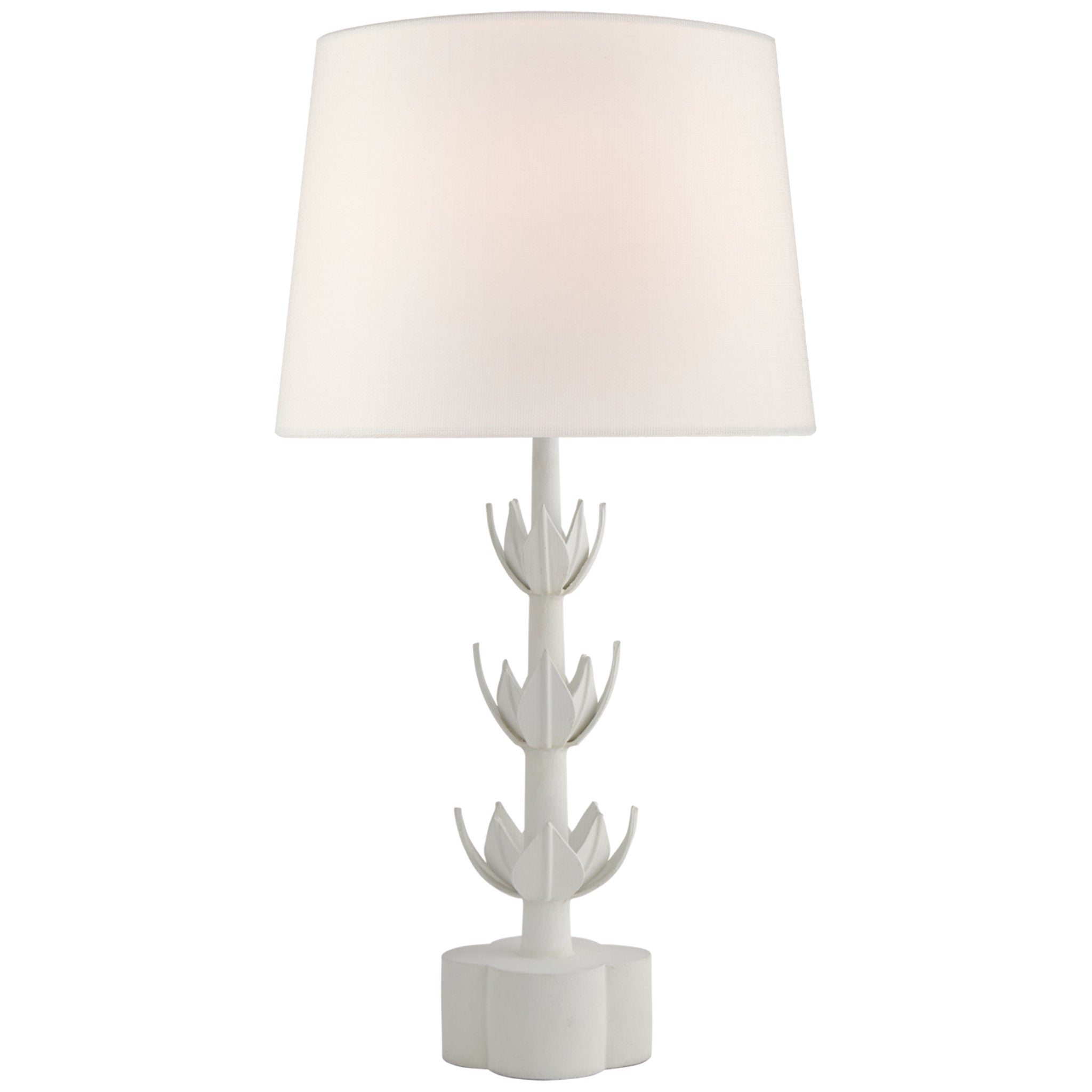 Julie Neill Alberto Large Triple Table Lamp in Plaster White with Linen Shade W16.5" x H32.25"