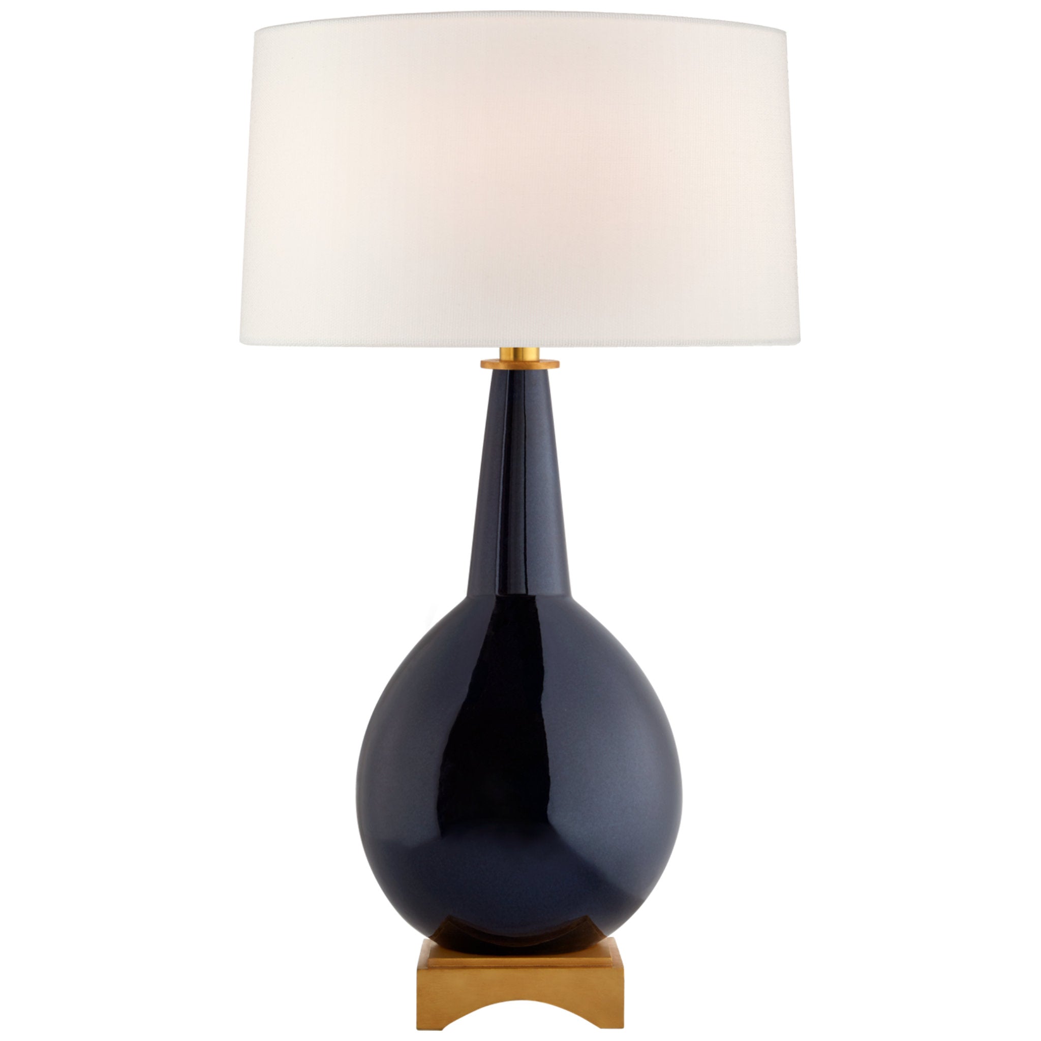 Julie Neill Antoine Large Table Lamp in Mixed Blue Brown with Linen Shade W16" x H30"