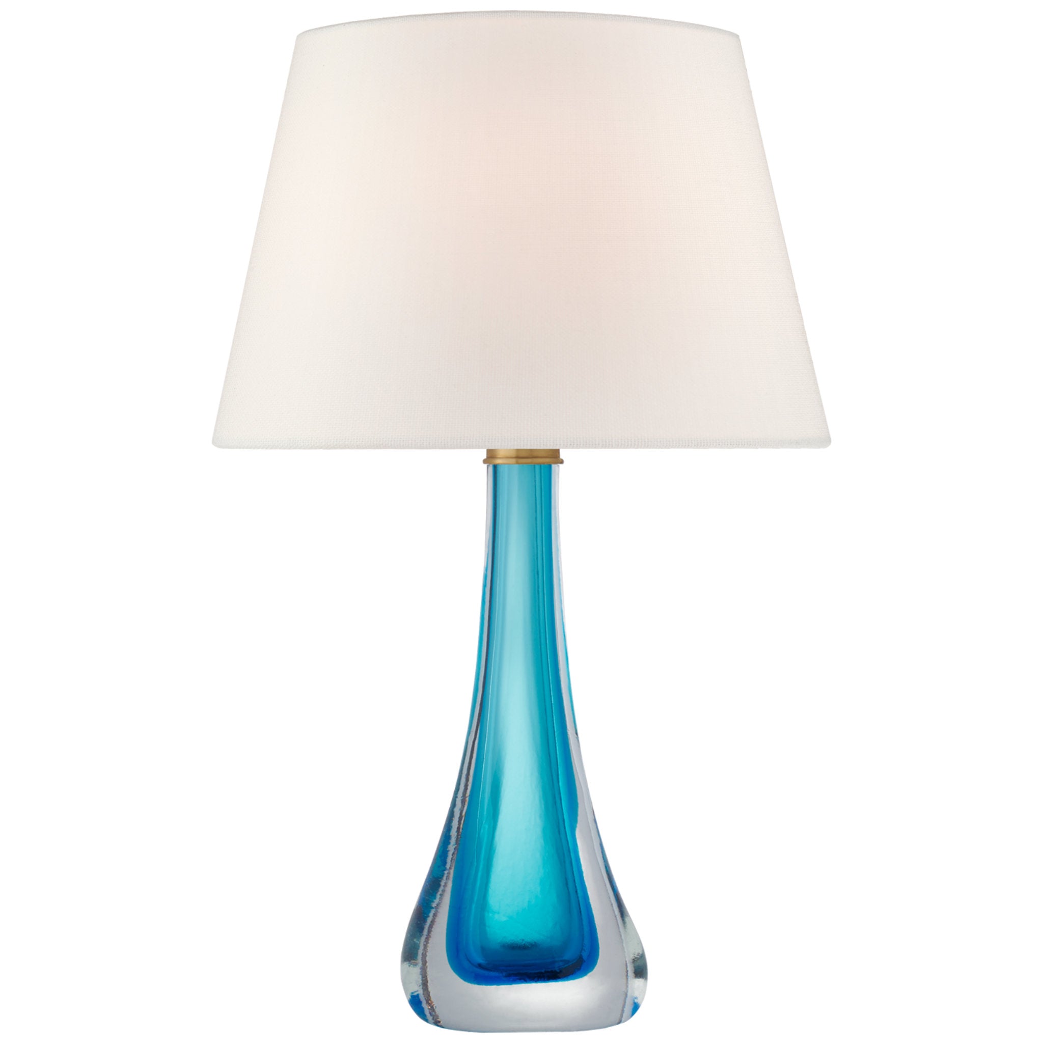 Julie Neill Christa Large Table Lamp in Cerulean Blue Glass with Linen Shade W18" x H29.5"