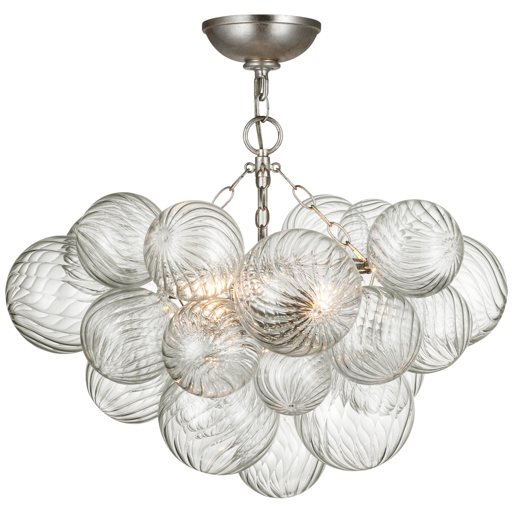 Julie Neill Talia 24" Semi-Flush Mount in Burnished Silver Leaf and Clear Swirled Glass Ceiling Light W24" x H23"