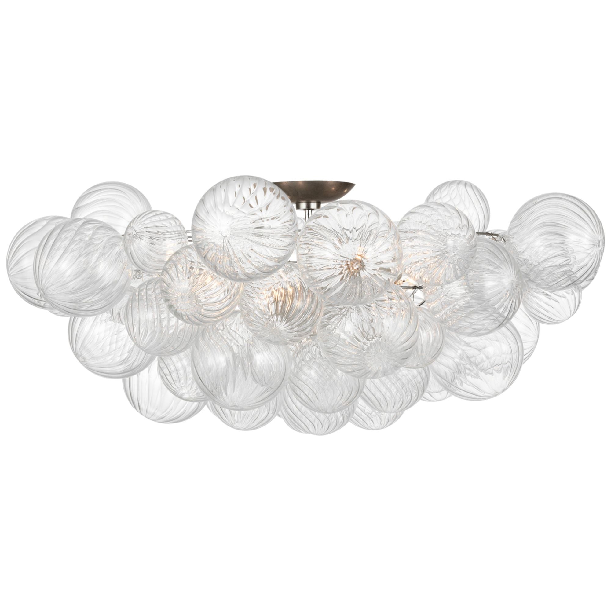 Julie Neill Talia 38" Flush Mount in Burnished Silver Leaf and Clear Swirled Glass Ceiling Light W37.5" x H15.75"