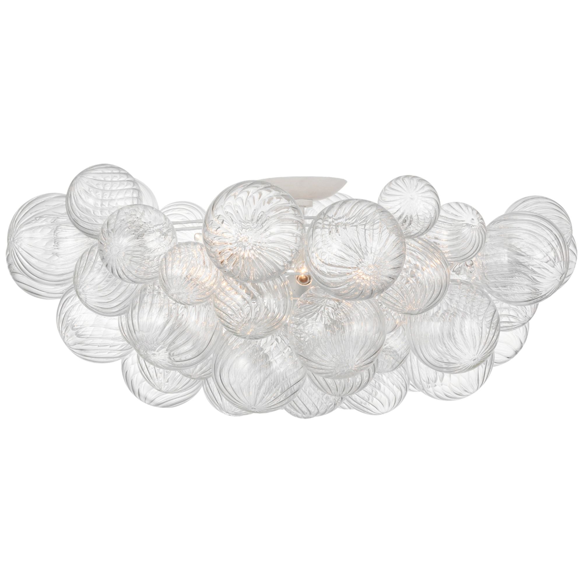 Julie Neill Talia 38" Flush Mount in Plaster White and Clear Swirled Glass Ceiling Light W37.5" x H15.75"