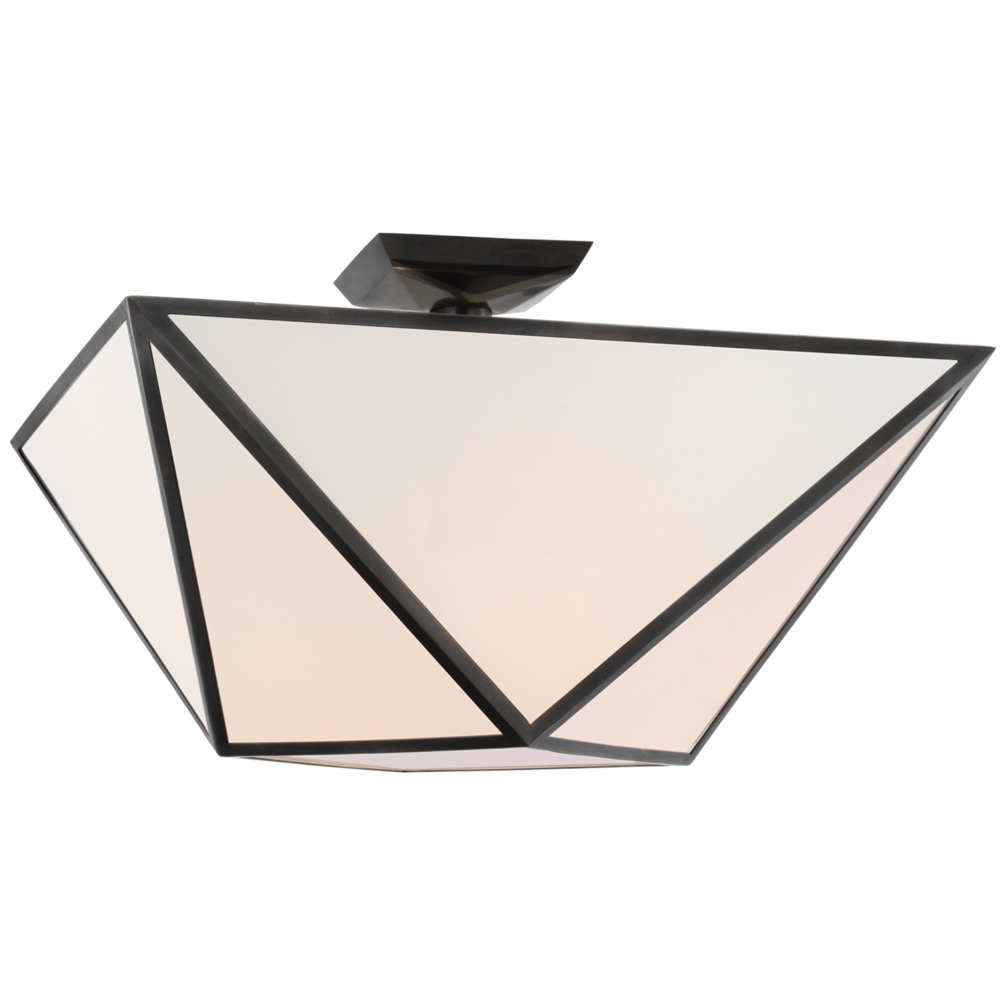 Julie Neill Lorino Large Semi-Flush Mount in Bronze with White Glass Ceiling Light W20" x H12.25"