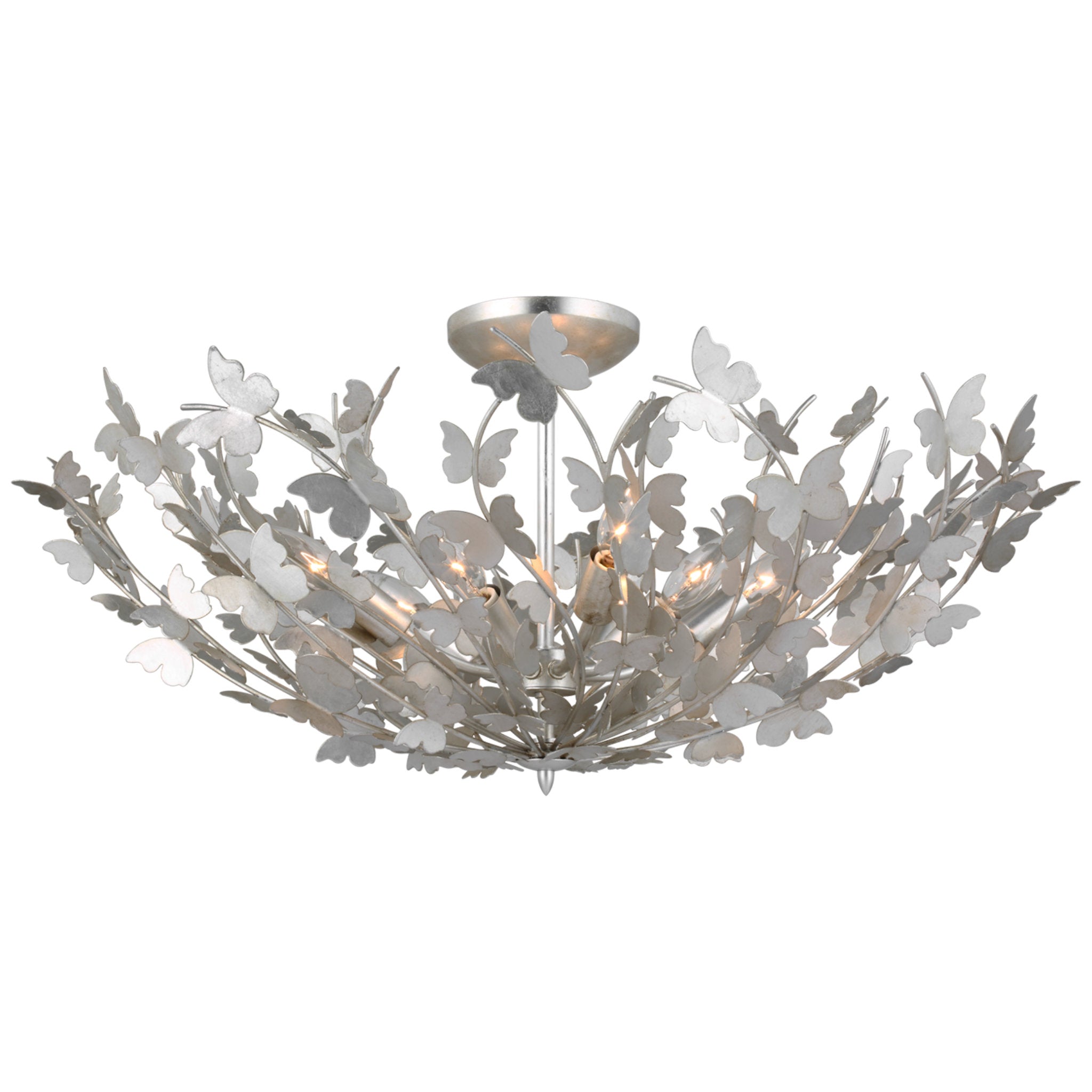 Julie Neill Farfalle Large Semi-Flush Mount in Burnished Silver Leaf Ceiling Light W30" x H14.25"