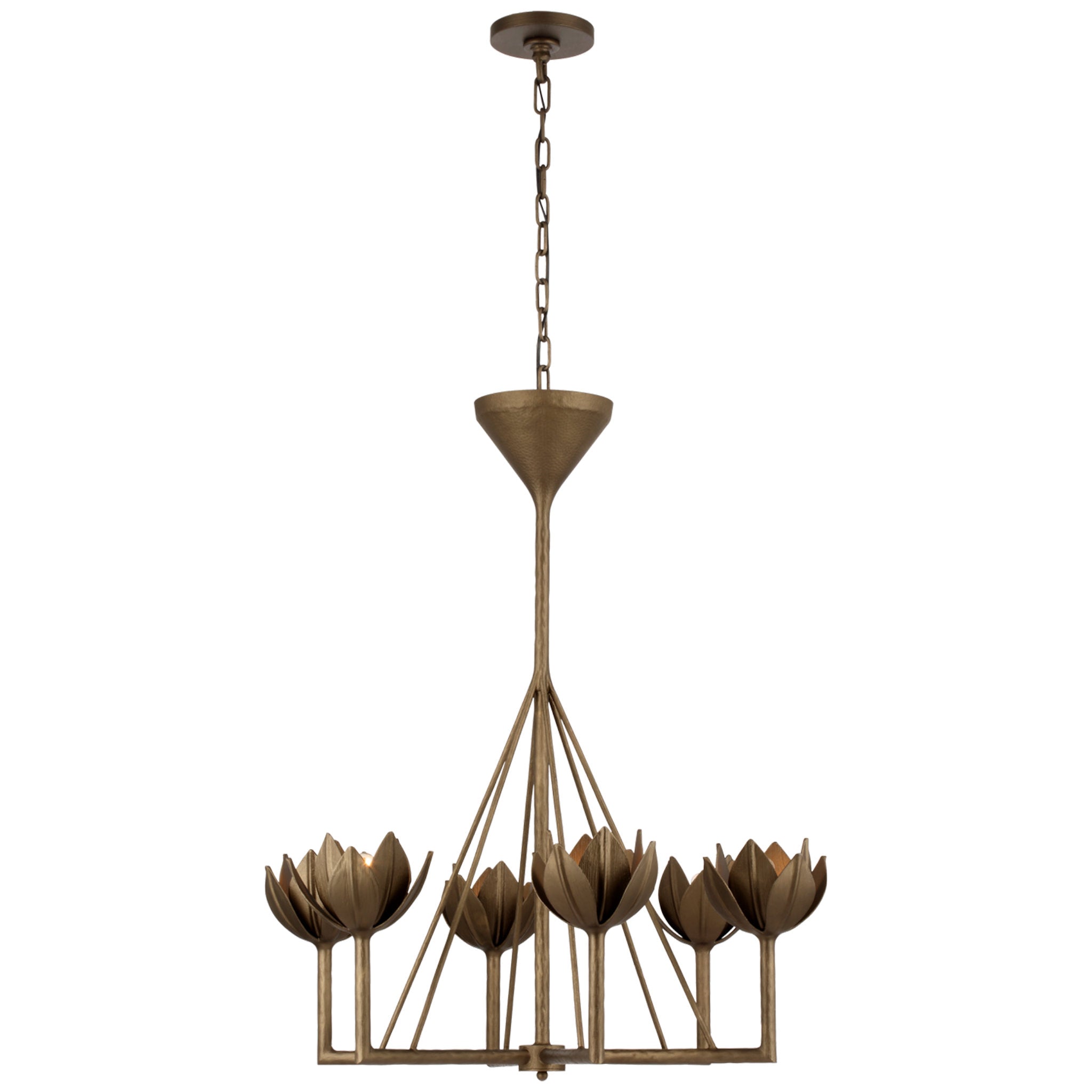 Julie Neill Alberto Small Single Tier Chandelier in Antique Bronze Leaf Ceiling Light W30" x H34.5"