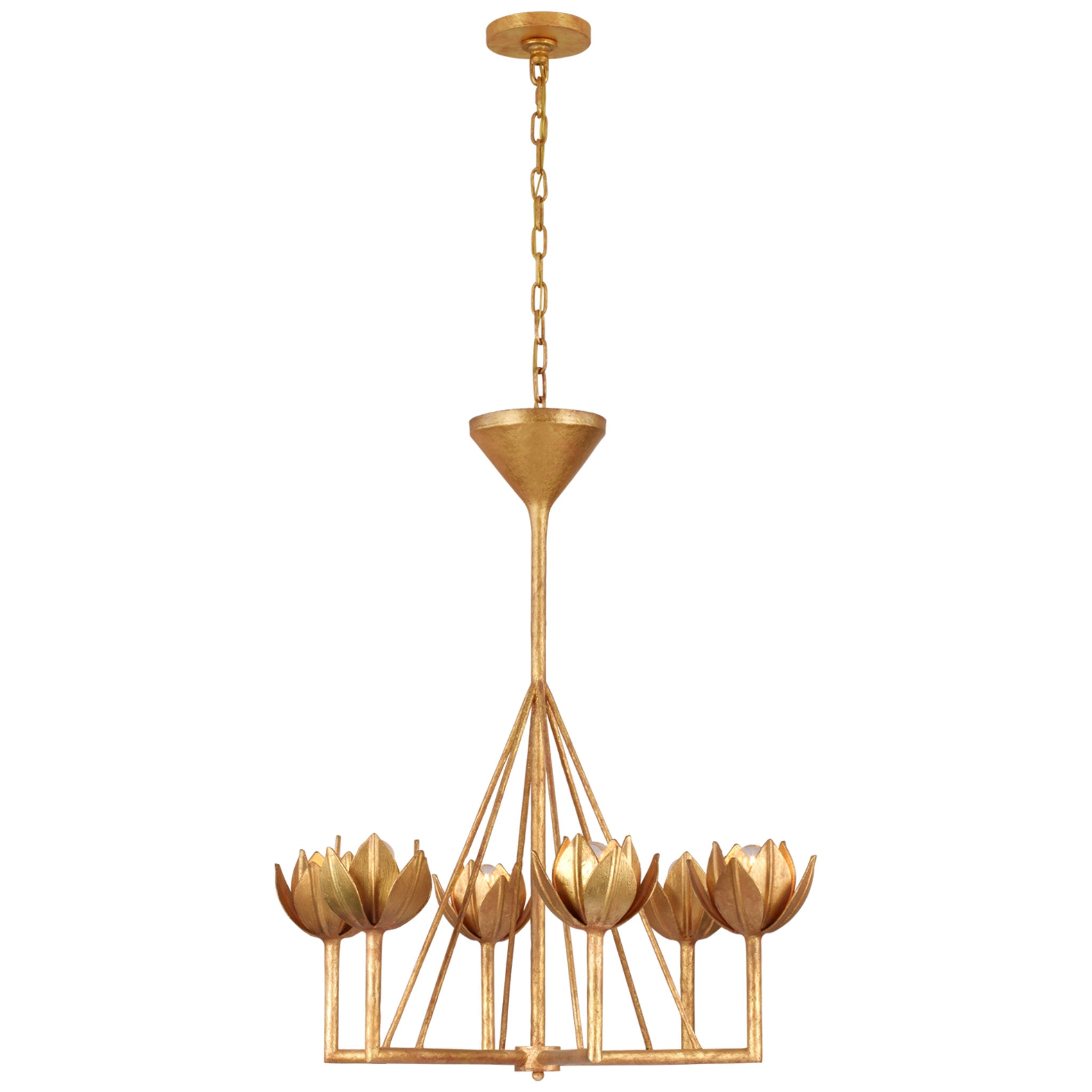 Julie Neill Alberto Small Single Tier Chandelier in Antique Gold Leaf Ceiling Light W30" x H34.5"