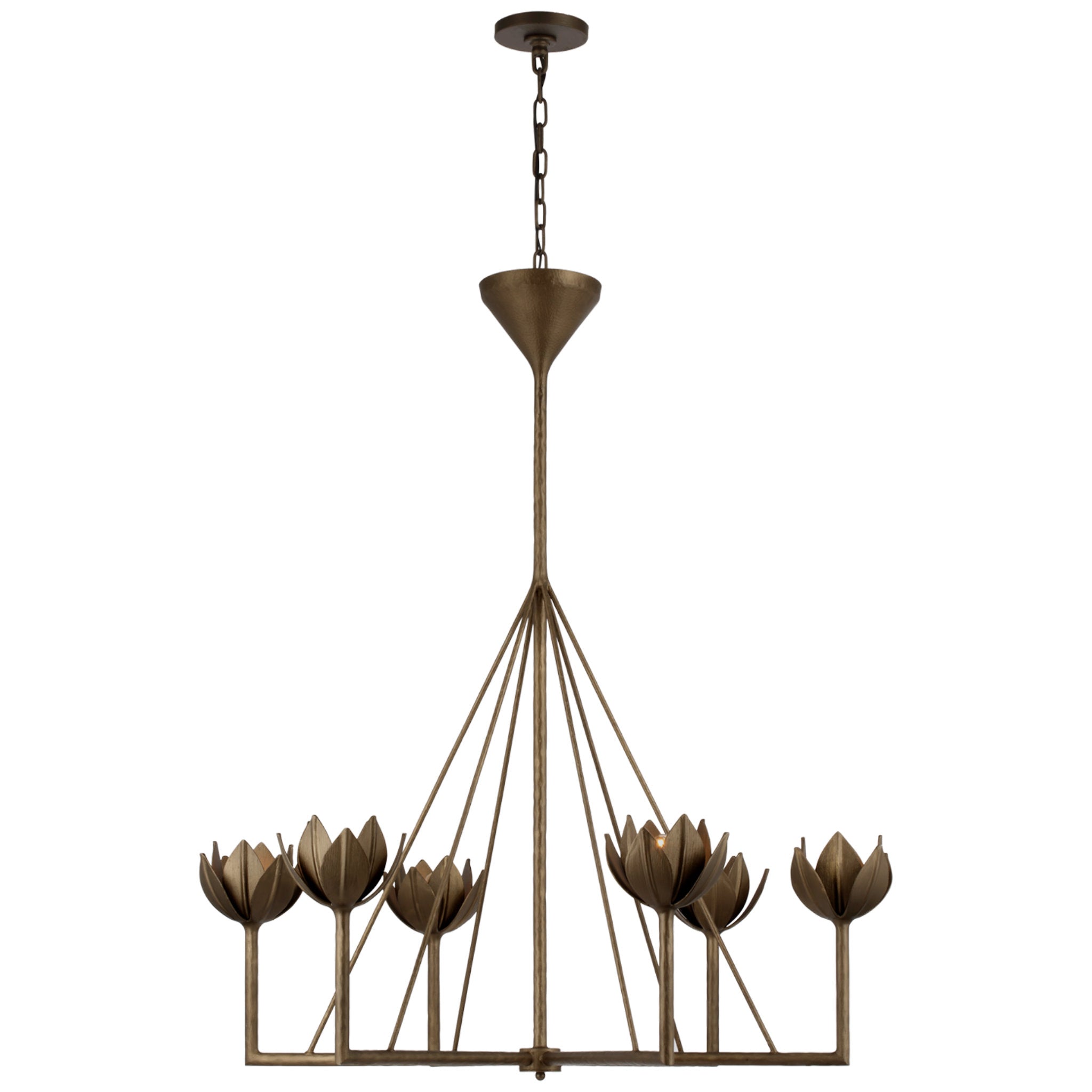Julie Neill Alberto Large Single Tier Chandelier in Antique Bronze Leaf Ceiling Light W40" x H46.75"