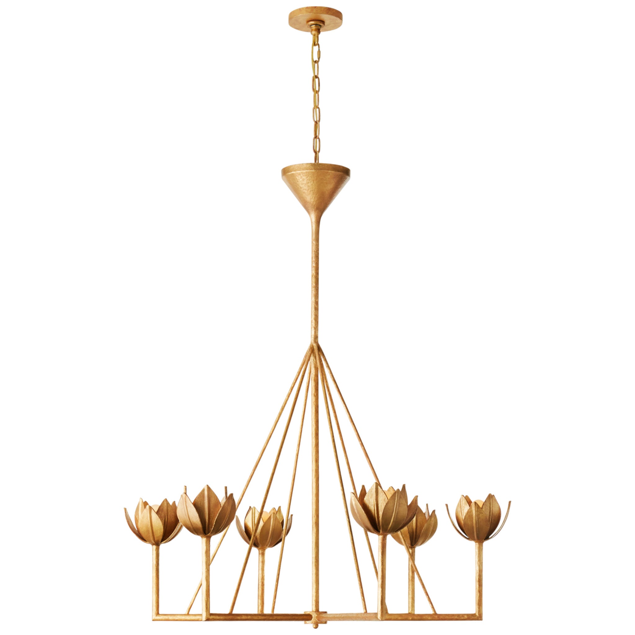 Julie Neill Alberto Large Single Tier Chandelier in Antique Gold Leaf Ceiling Light W40" x H46.75"