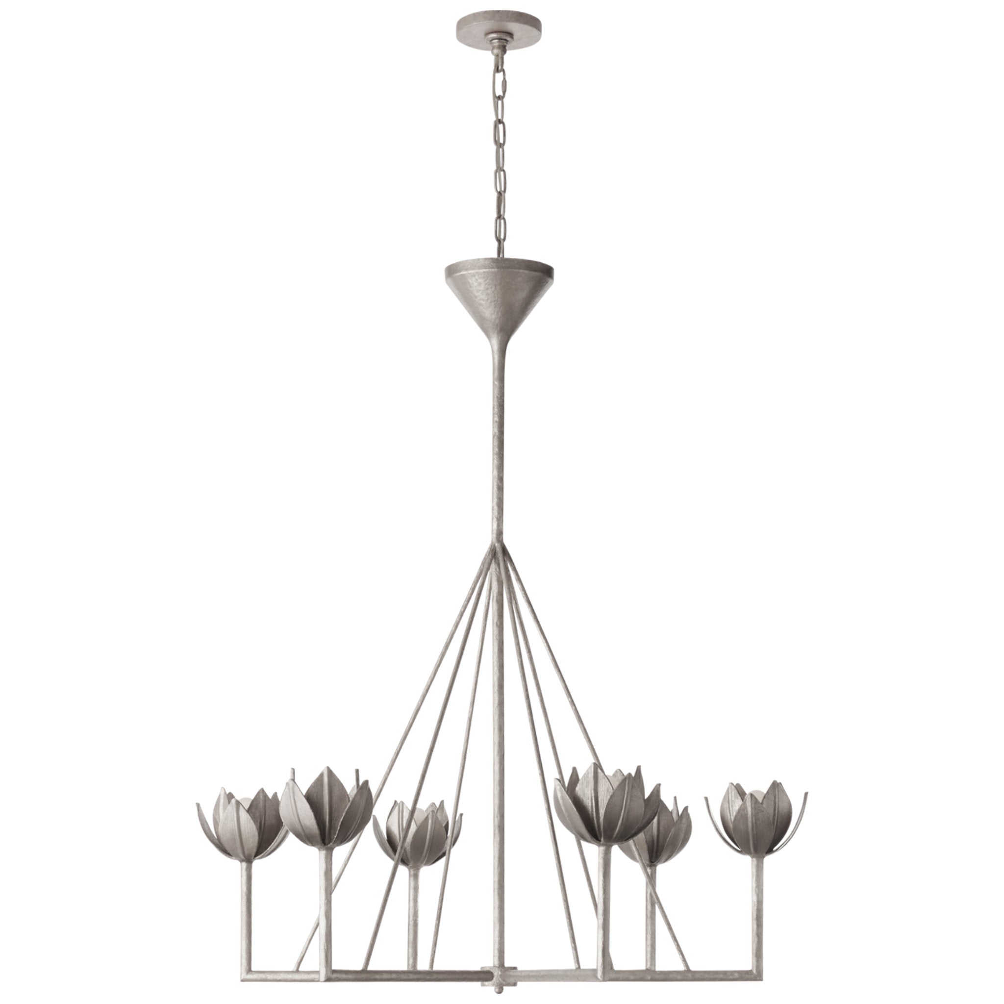 Julie Neill Alberto Large Single Tier Chandelier in Burnished Silver Leaf Ceiling Light W40" x H46.75"