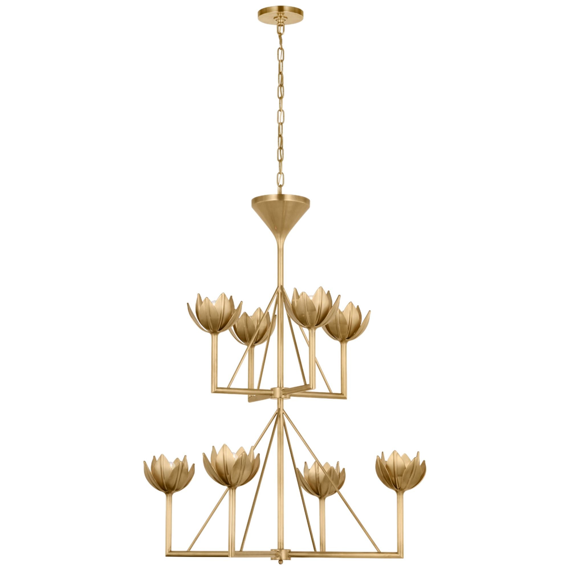 Julie Neill Alberto Medium Two Tier Chandelier in Antique-Burnished Brass Ceiling Light W35.5" x H43"