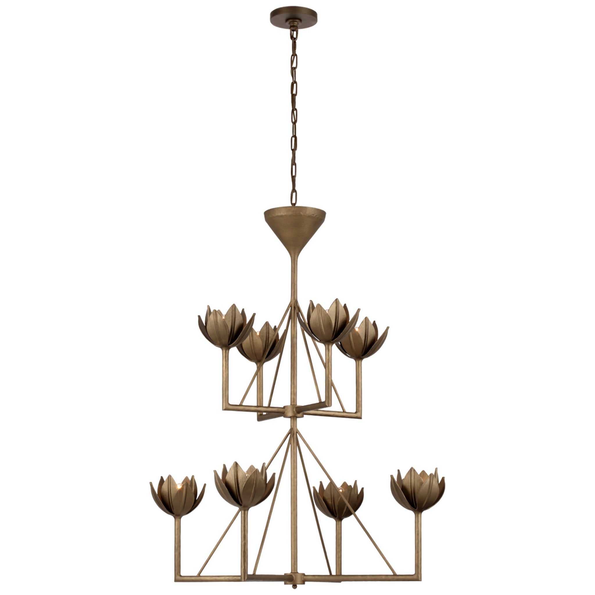 Julie Neill Alberto Medium Two Tier Chandelier in Antique Bronze Leaf Ceiling Light W35.5" x H43"