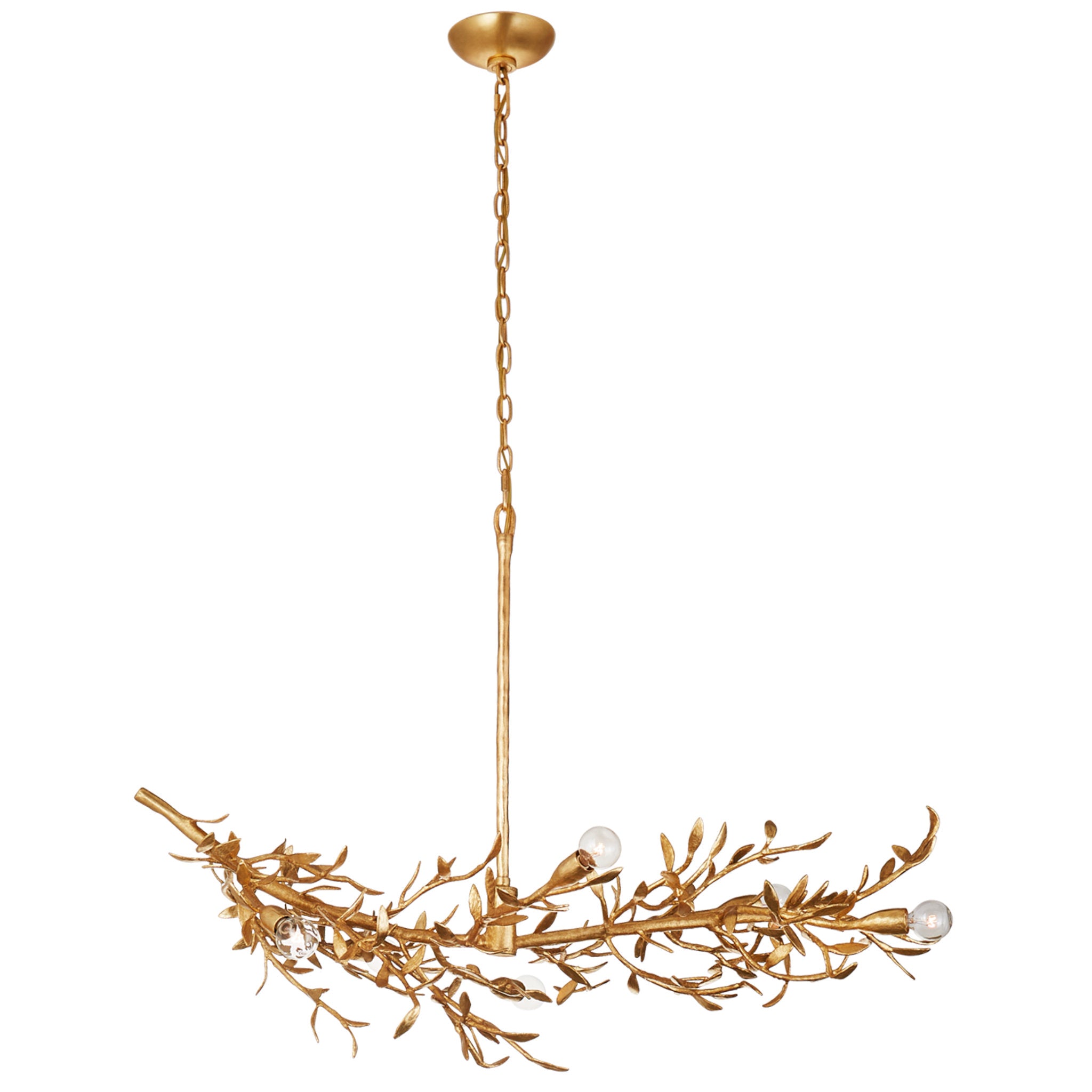 Julie Neill Mandeville Linear Chandelier in Antique Gold Leaf Ceiling Light W42" x 24" x H28"