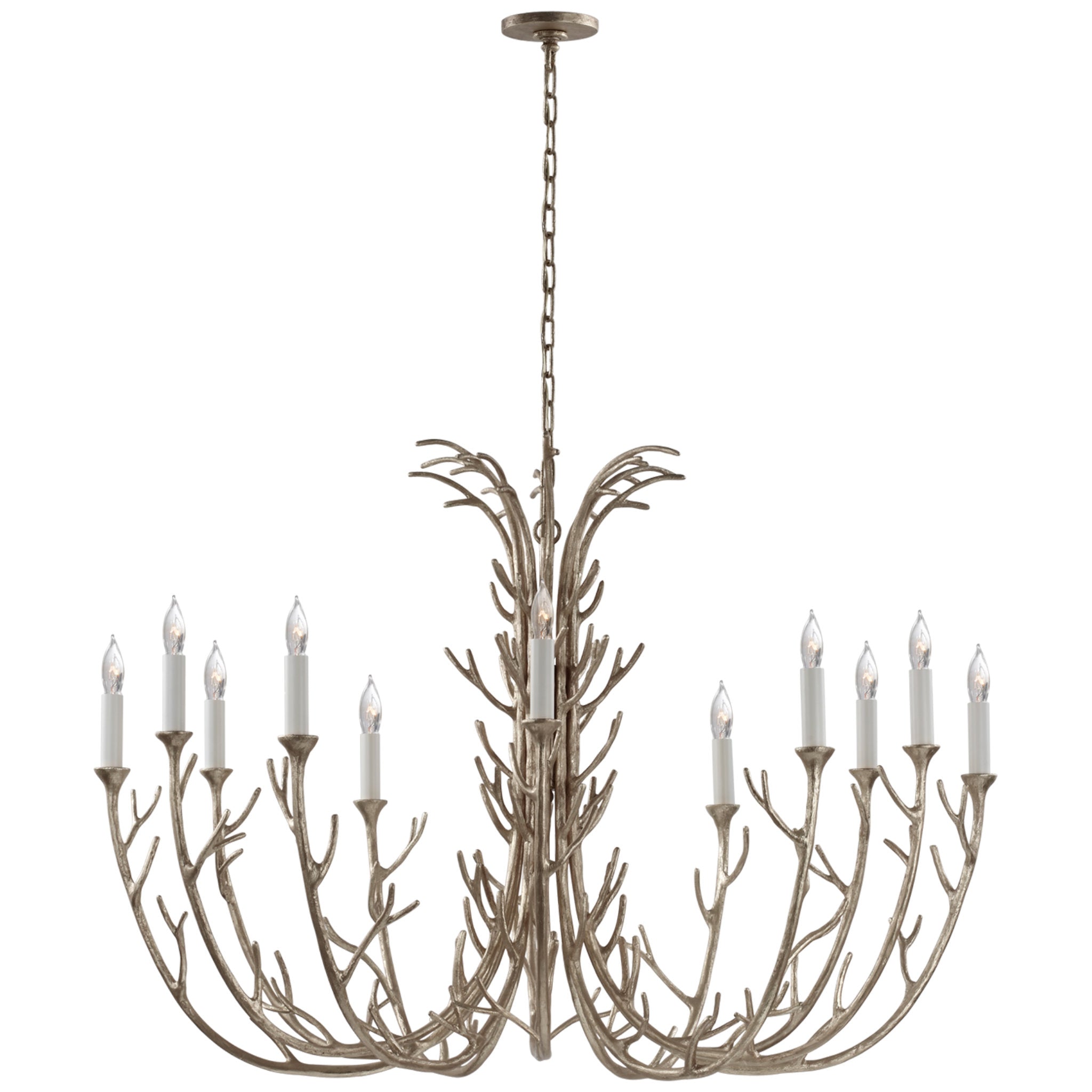 Julie Neill Silva Grande Chandelier in Burnished Silver Leaf Ceiling Light W48.25" x H37"