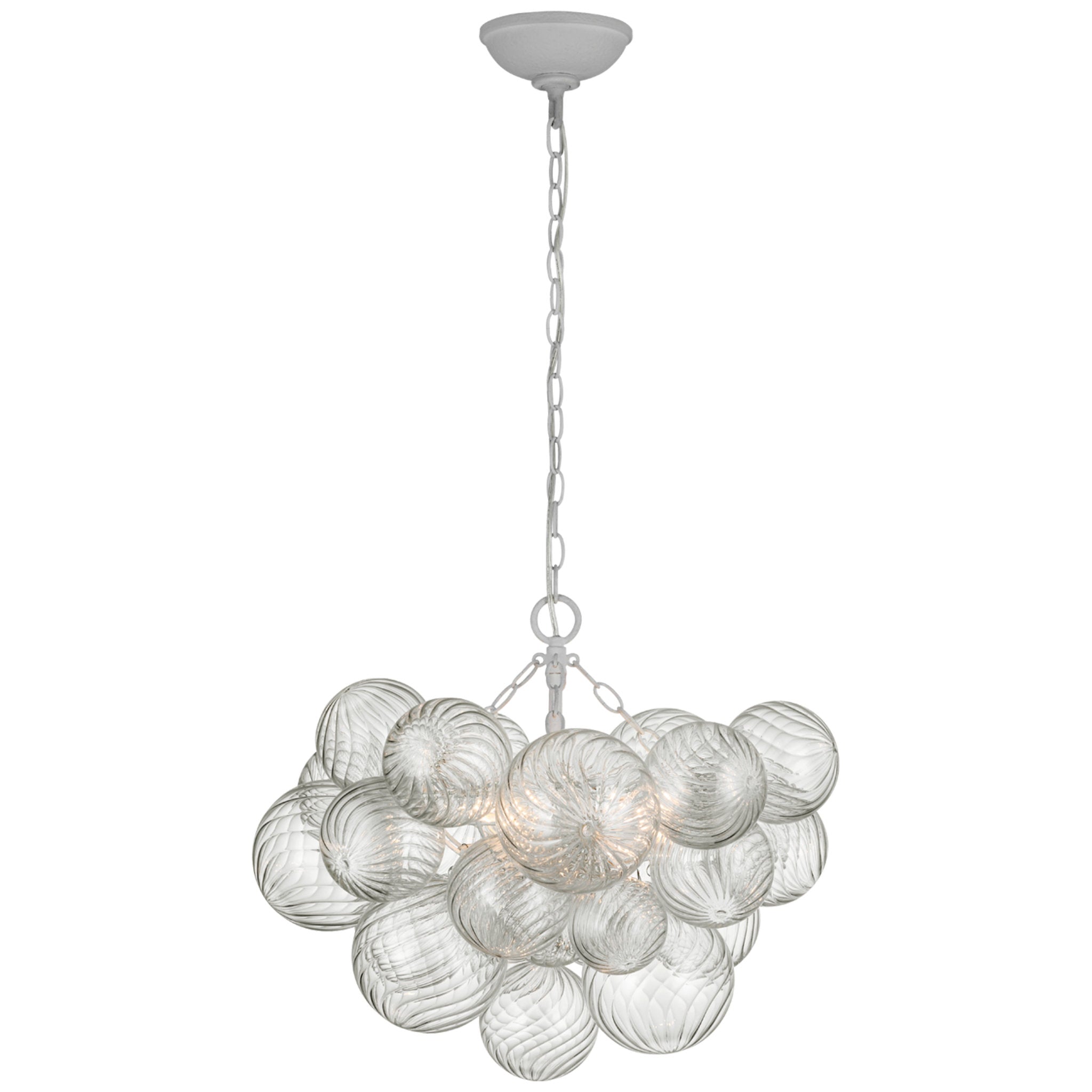 Julie Neill Talia Small Chandelier in Plaster White and Clear Swirled Glass Ceiling Light W24" x H17.75"