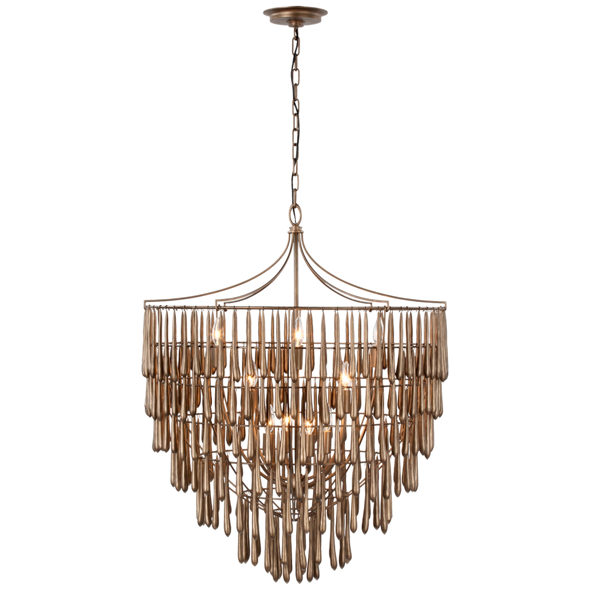 Julie Neill Vacarro Large Chandelier in Antique Bronze Leaf Ceiling Light W32.25" x H40.75"