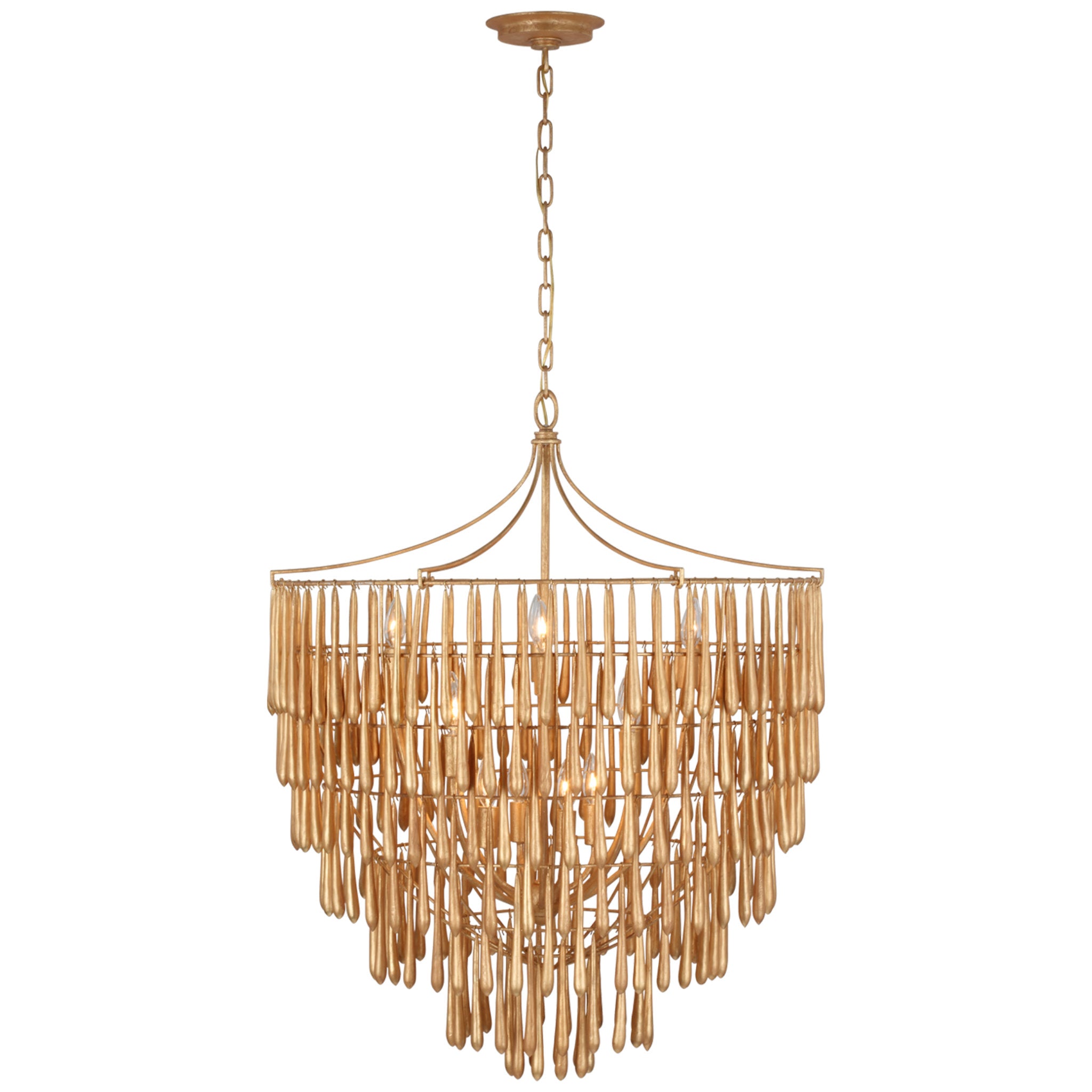 Julie Neill Vacarro Large Chandelier in Antique Gold Leaf Ceiling Light W32.25" x H40.75"