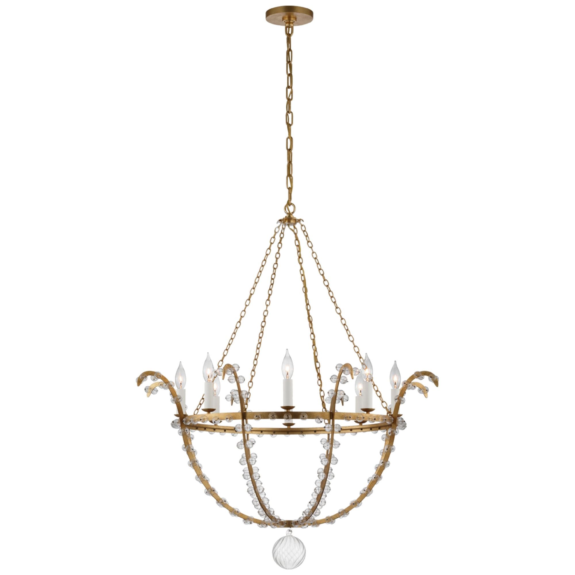 Julie Neill Alonzo Large Chandelier in Gild and Clear Glass Ceiling Light W34.5" x H40.75"