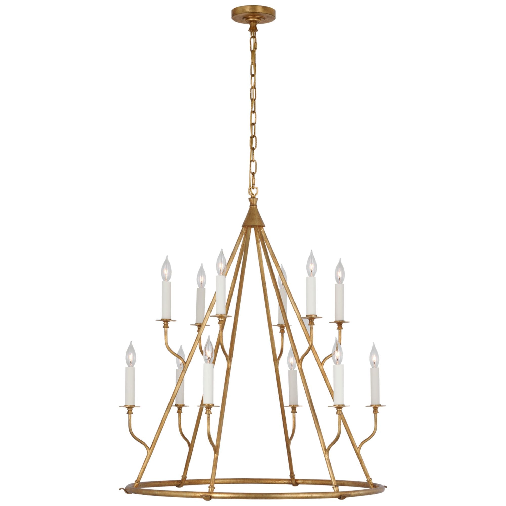 Julie Neill Lorio Large Chandelier in Gilded Iron Ceiling Light W33" x H37.25"