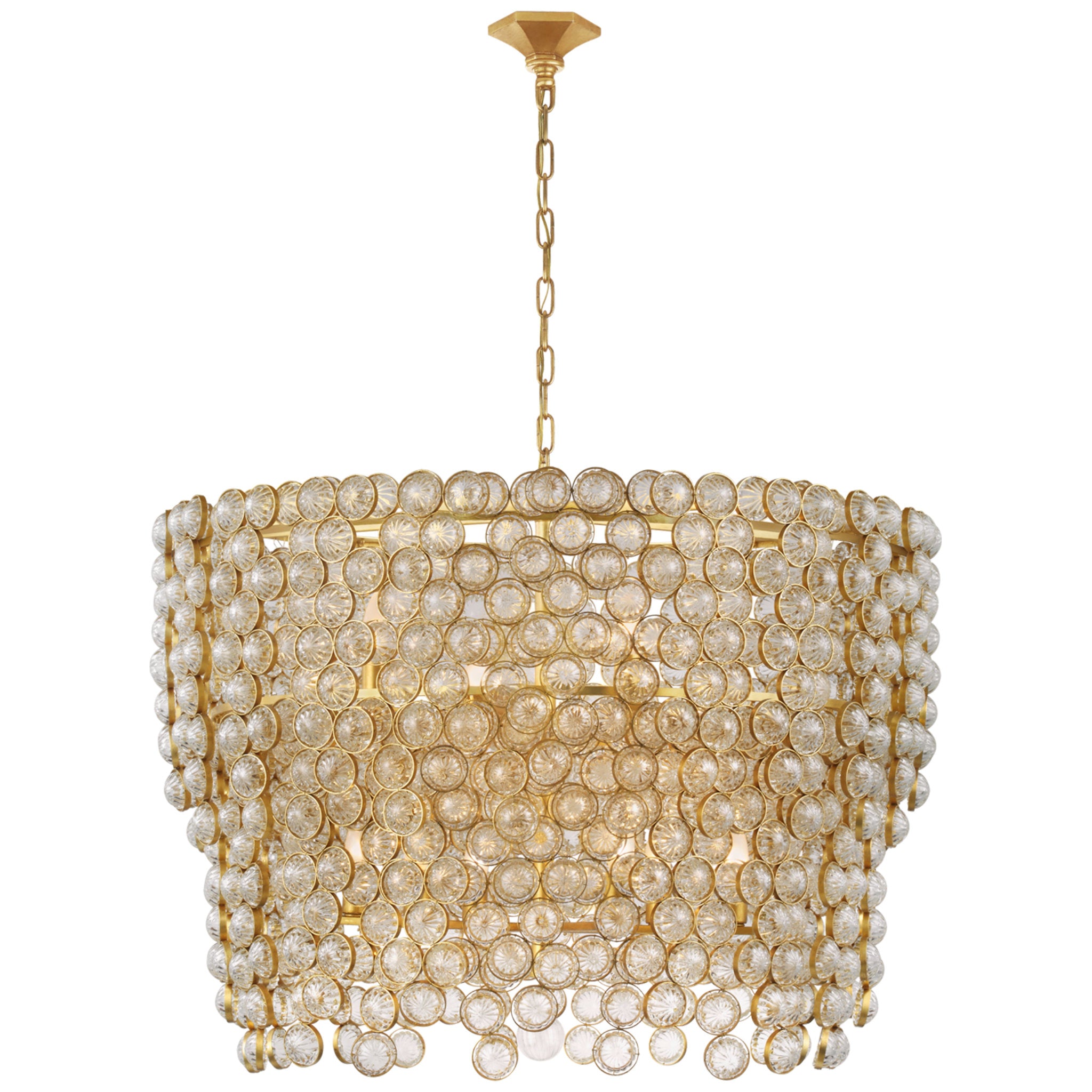 Julie Neill Milazzo Large Waterfall Chandelier in Gild and Crystal Ceiling Light W35.75" x H29.25"