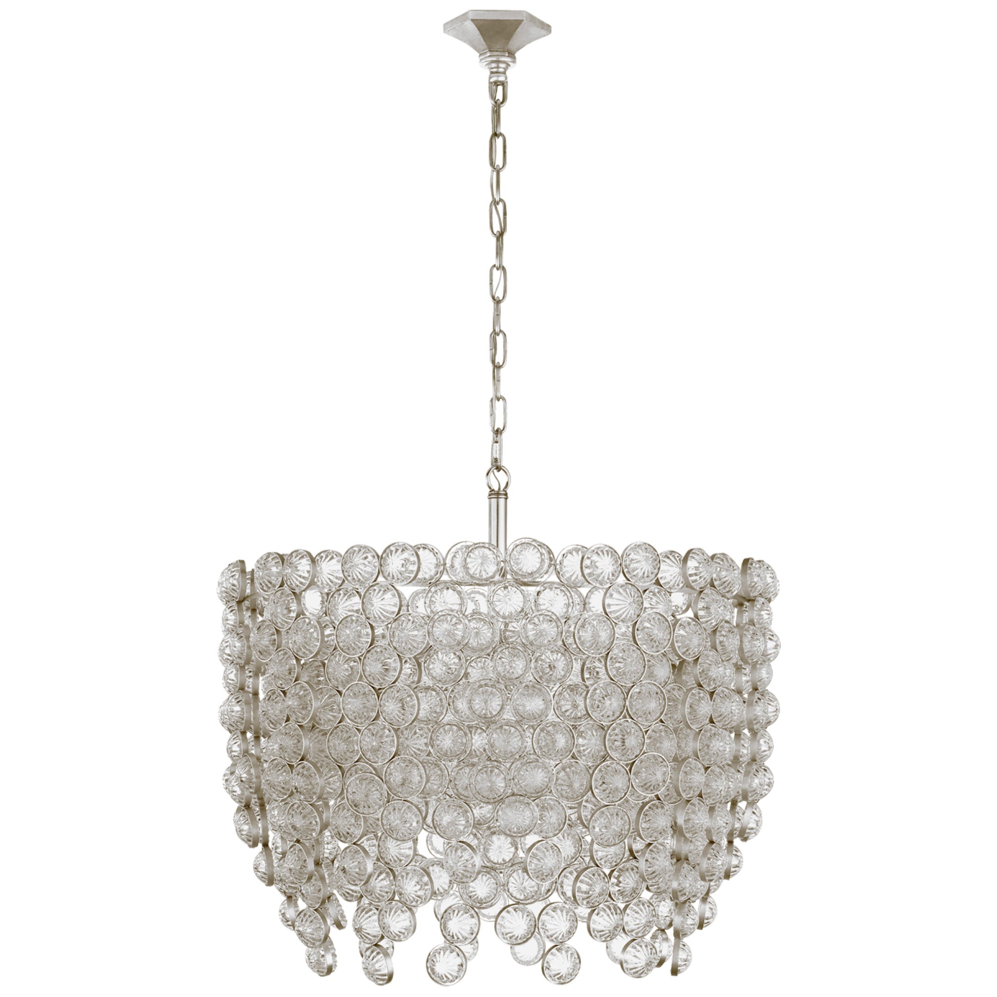 Julie Neill Milazzo Medium Waterfall Chandelier in Burnished Silver Leaf and Crystal Ceiling Light W28.5" x H26.5"