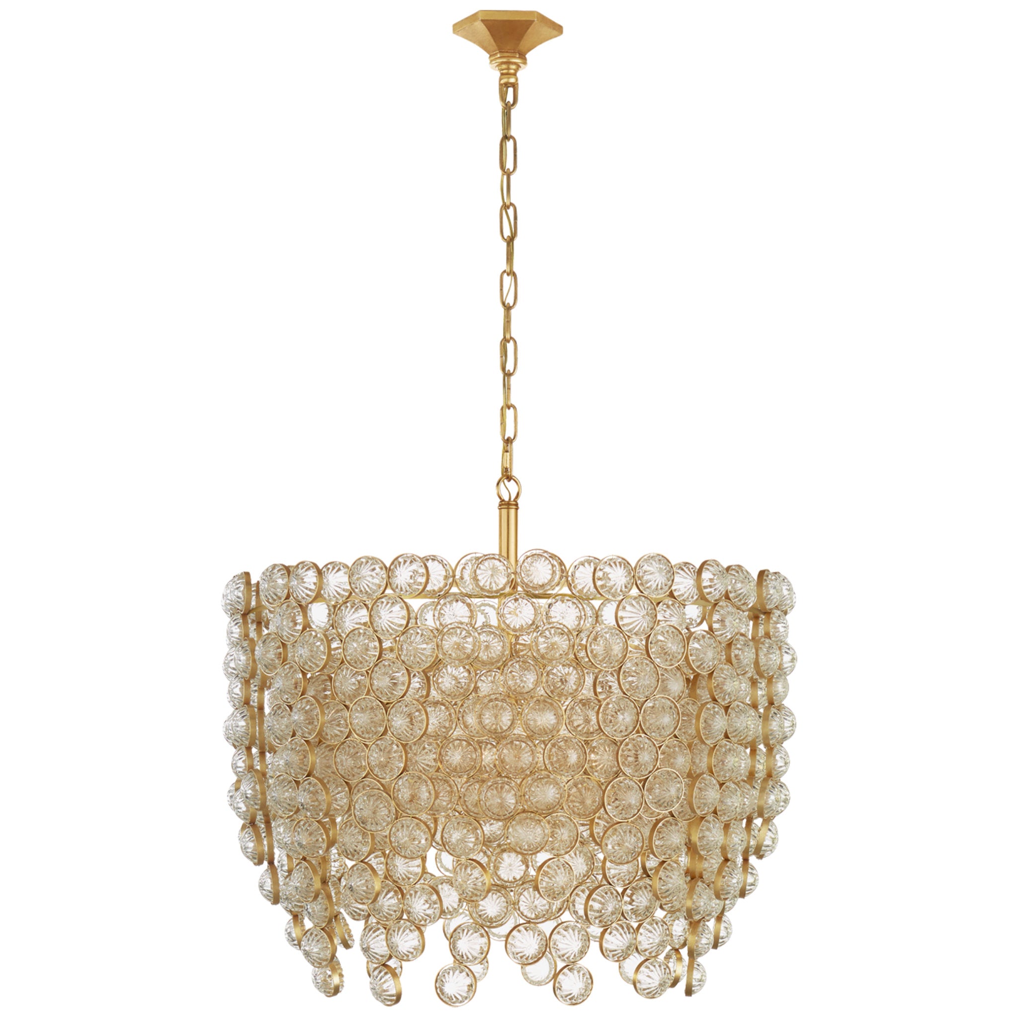 Julie Neill Milazzo Medium Waterfall Chandelier in Gild and Crystal Ceiling Light W28.5" x H26.5"