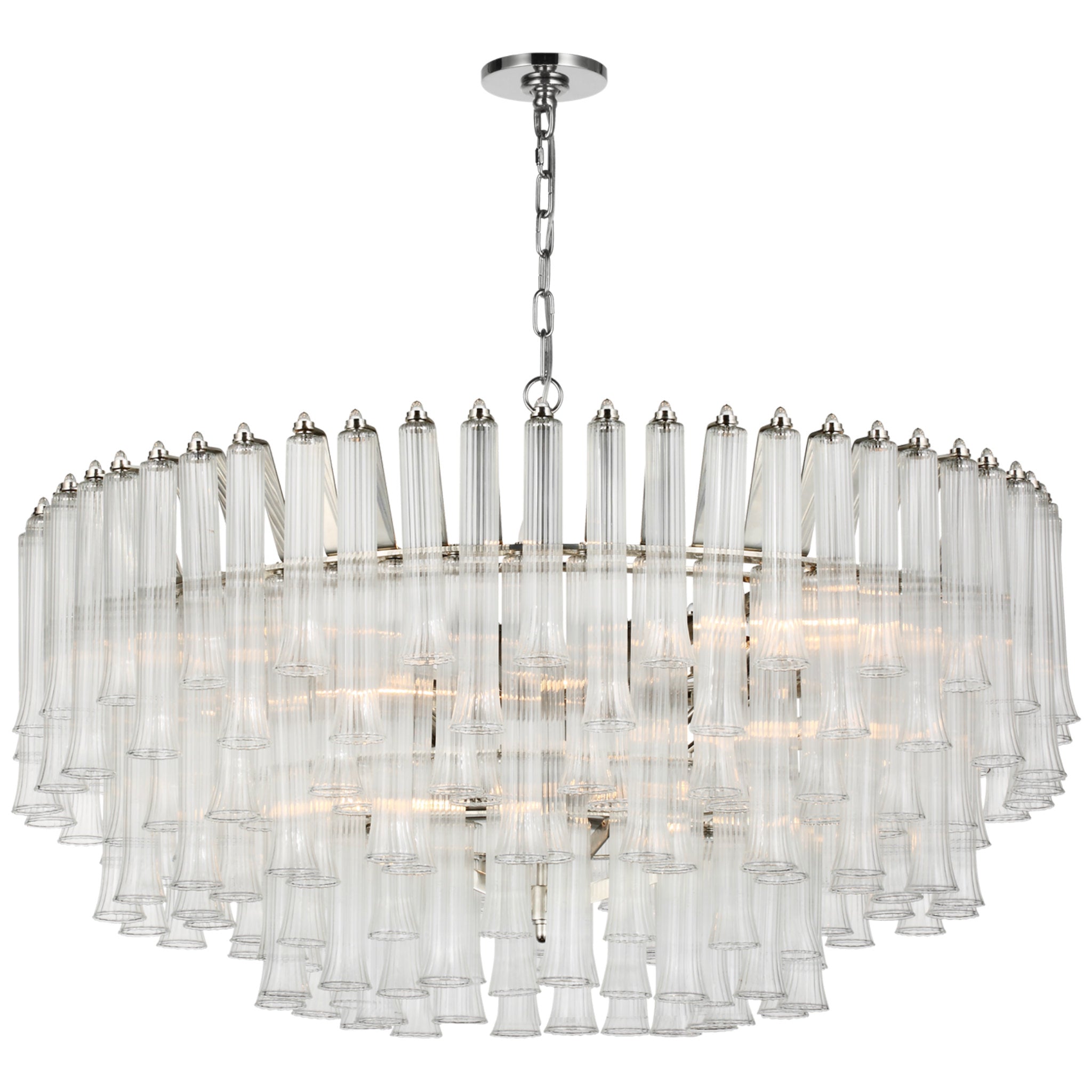 Julie Neill Lorelei X-Large Chandelier in Polished Nickel with Clear Glass Ceiling Light W40" x H24"