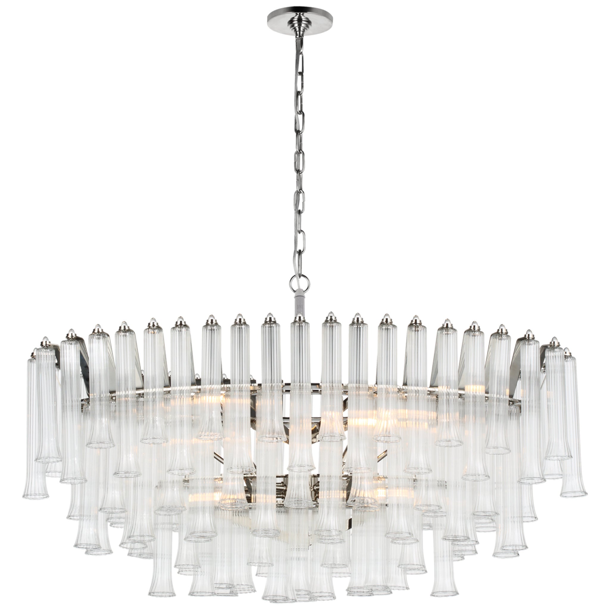 Julie Neill Lorelei X-Large Oval Chandelier in Polished Nickel with Clear Glass Ceiling Light W20.25" x 40" x H24"