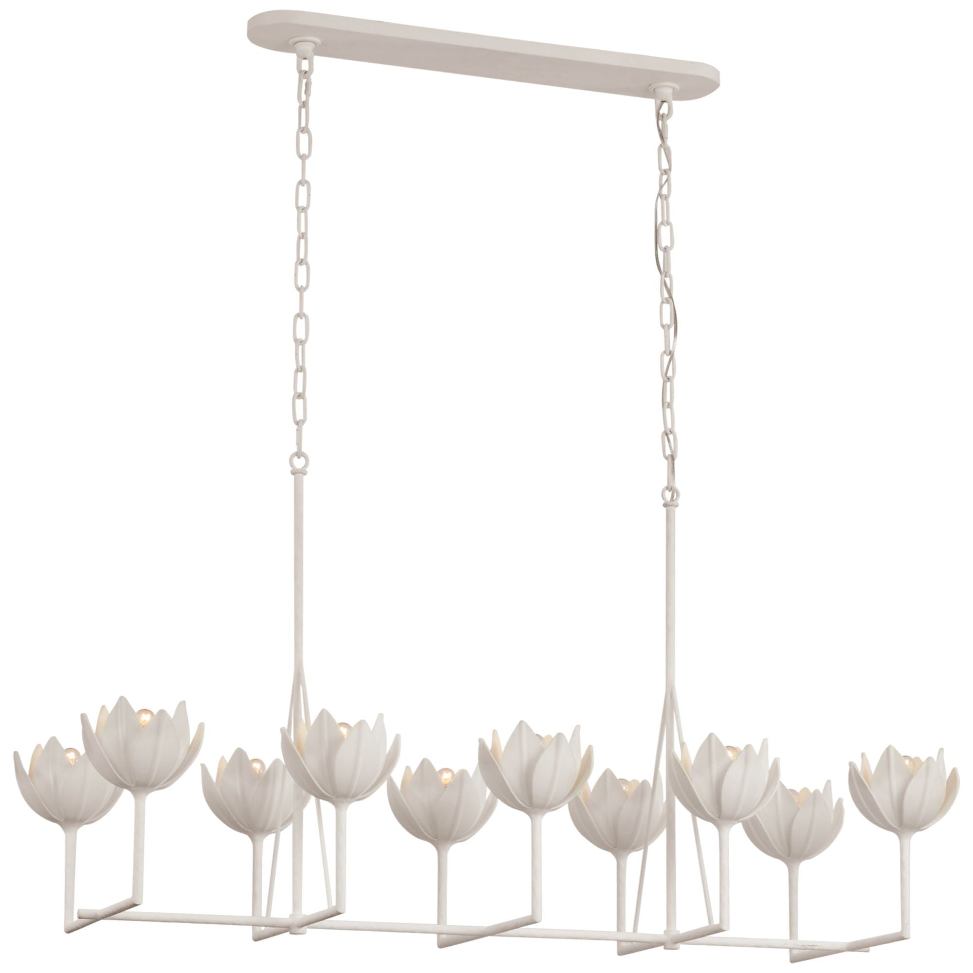 Julie Neill Alberto Large Linear Chandelier in Plaster White Ceiling Light W21" x 50.5" x H26.5"