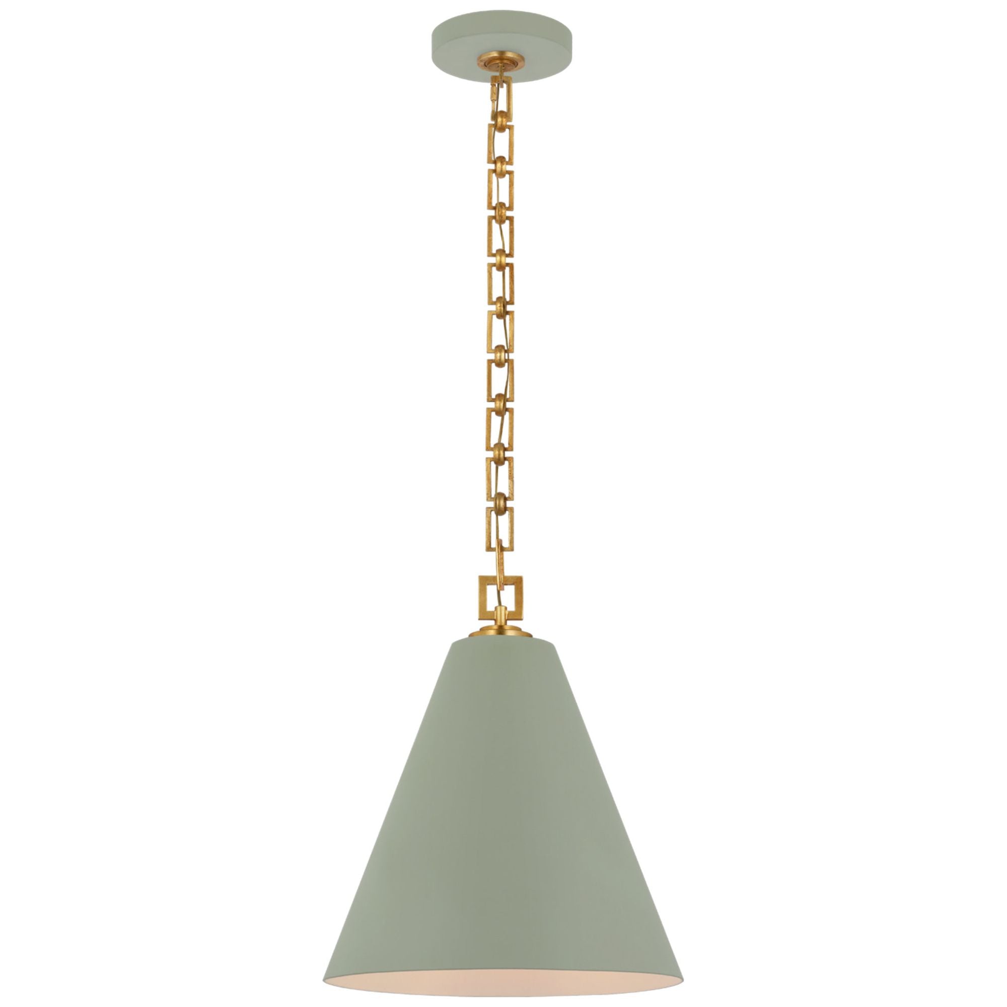 Julie Neill Theo 14" Pendant in Celadon and Gild Ceiling Light W14.25" x H17"