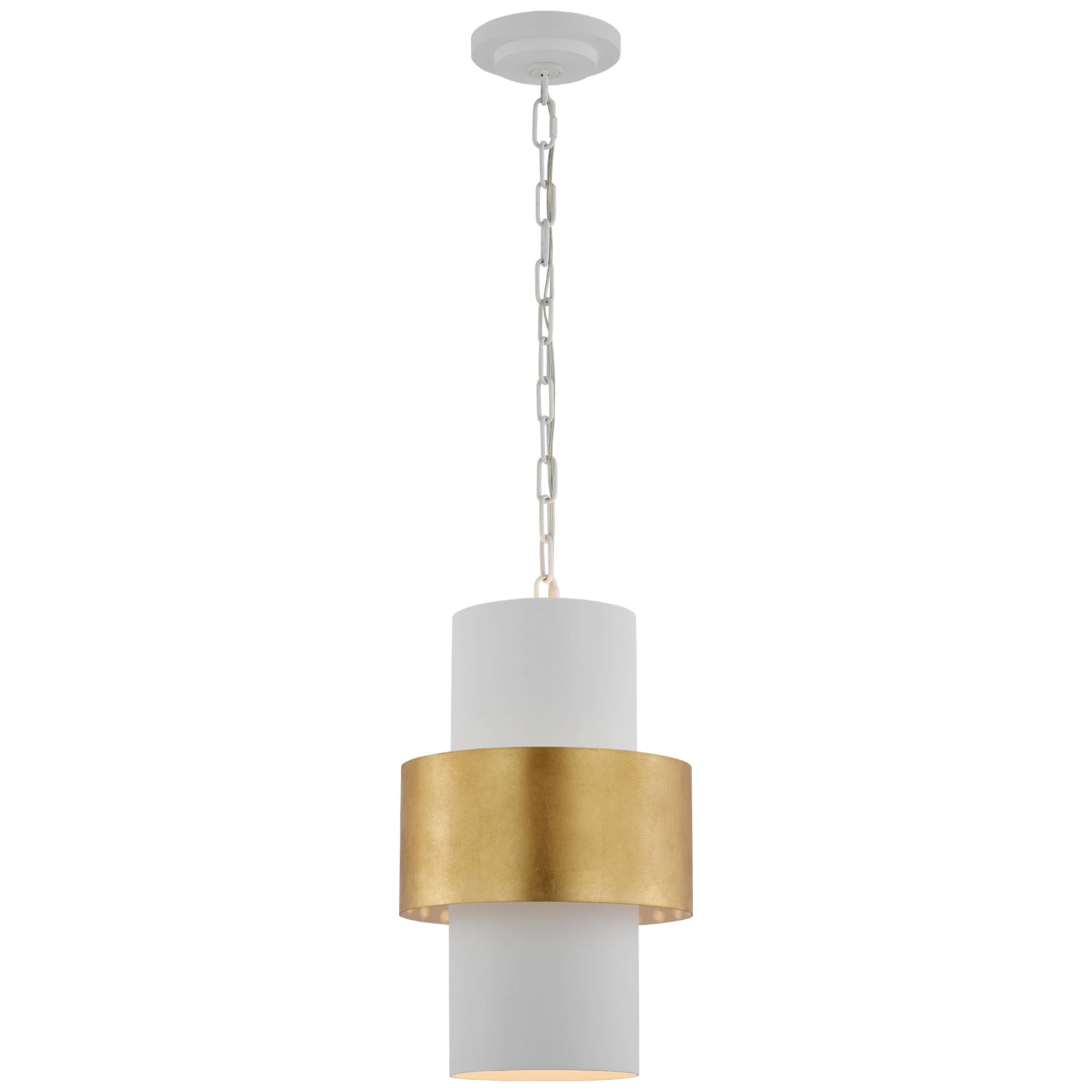 Julie Neill Chalmette 11" Layered Pendant in Plaster White and Gild Ceiling Light W11" x H17.5"