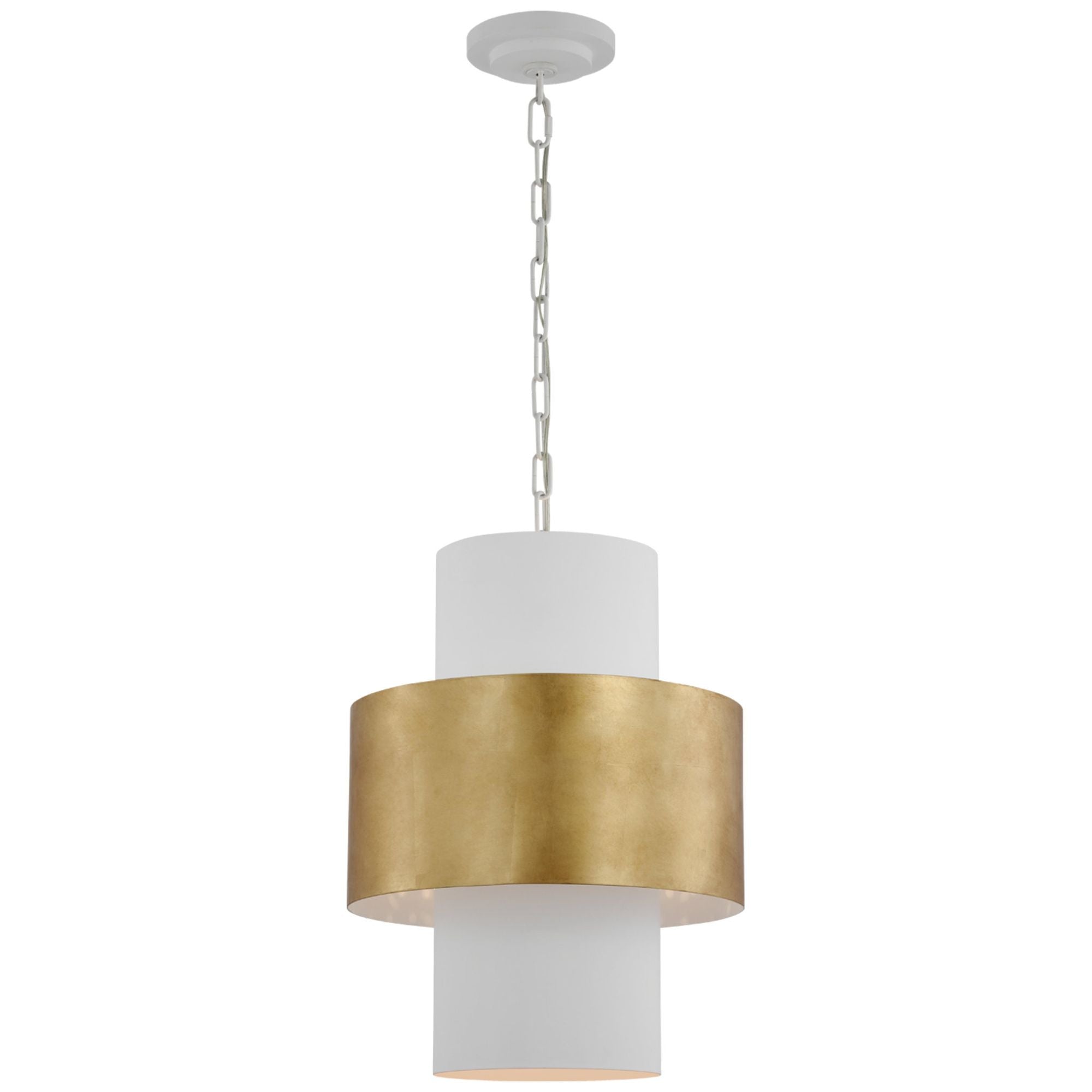 Julie Neill Chalmette 16" Layered Pendant in Plaster White and Gild Ceiling Light W16" x H21"