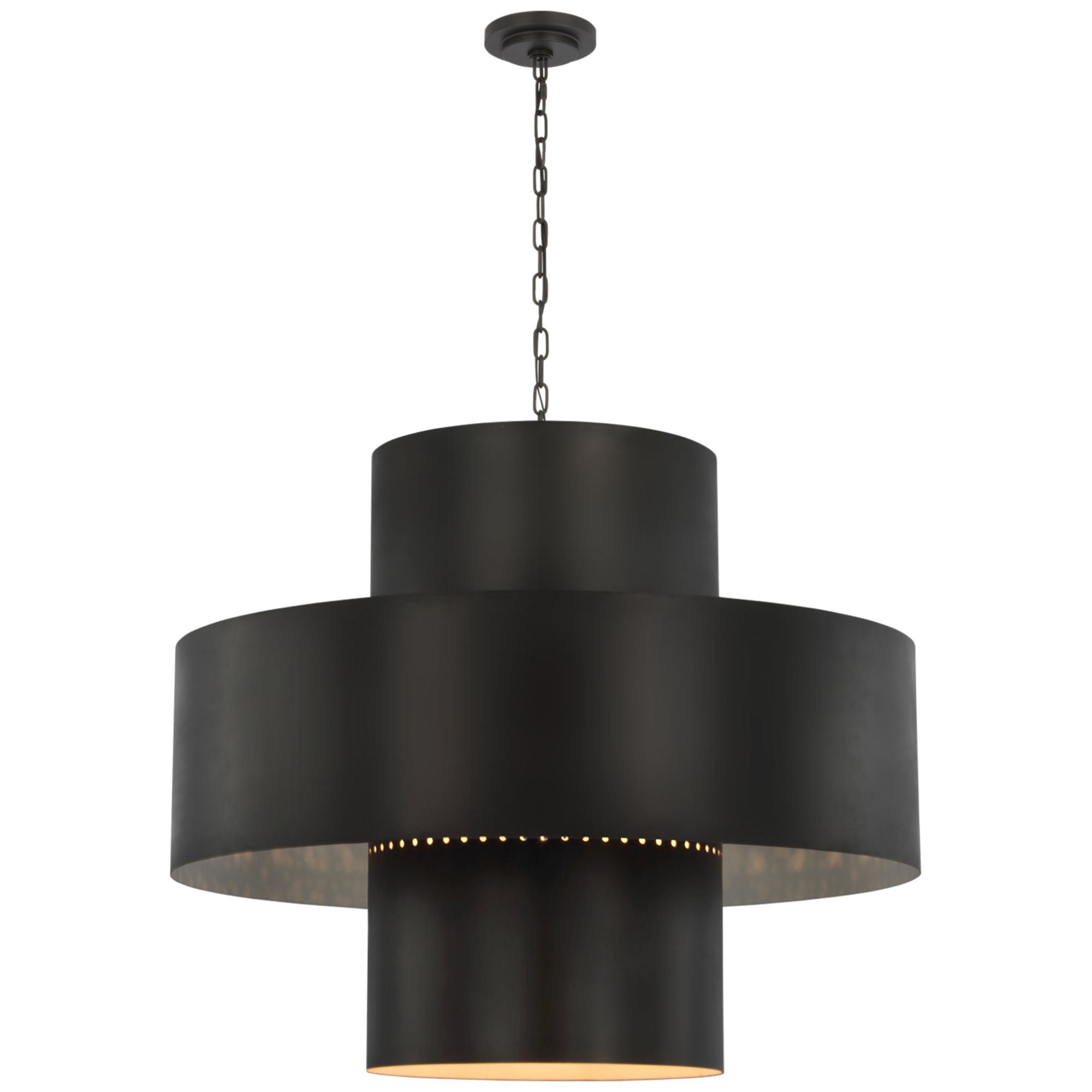 Julie Neill Chalmette 38" Layered Pendant in Aged Iron Ceiling Light W37.75" x H31.5"