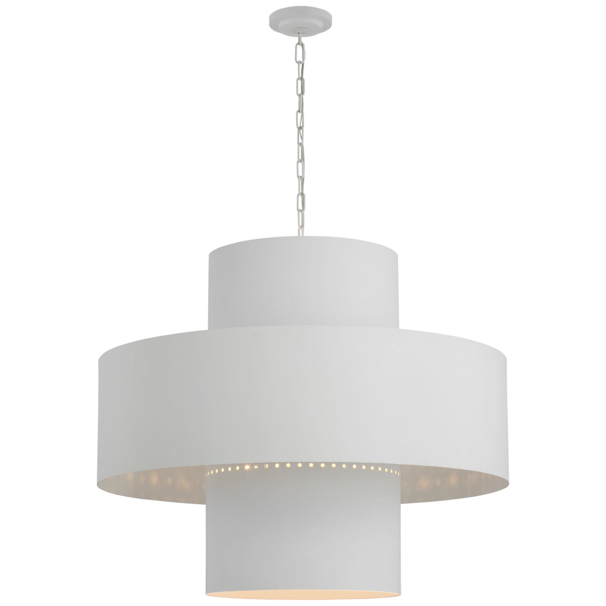 Julie Neill Chalmette 38" Layered Pendant in Plaster White Ceiling Light W37.75" x H31.5"