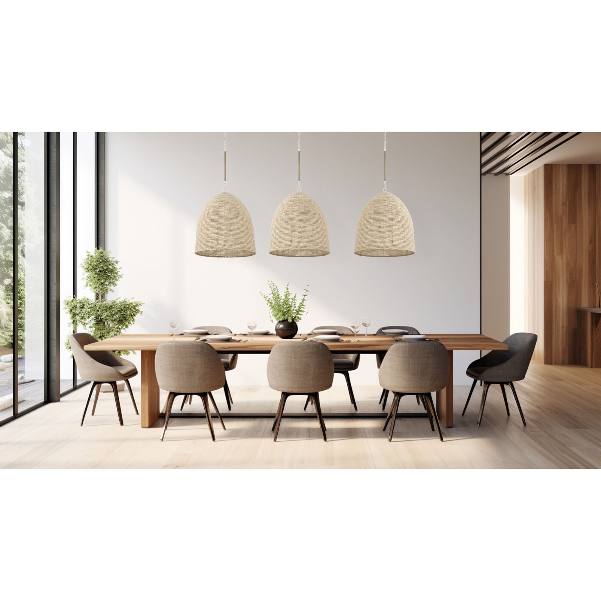 Jasper 20'' Matte White Pendant Tan 20"W x 22.5"H x 20"D